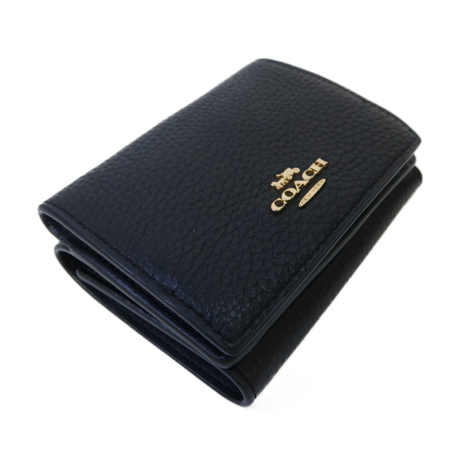 COACH 牛皮皮革Wallet金扣錢包黑色