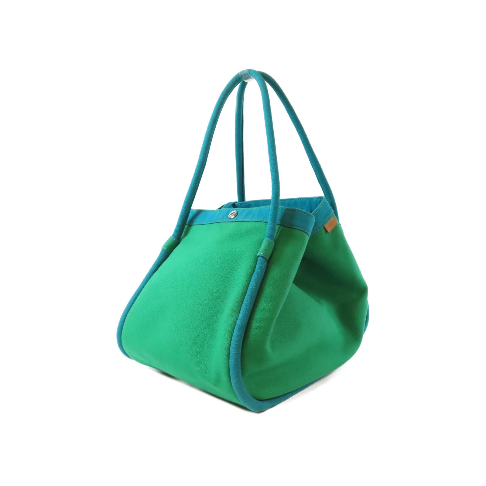 HERMES 帆布Sac Baga銀扣肩背袋綠色