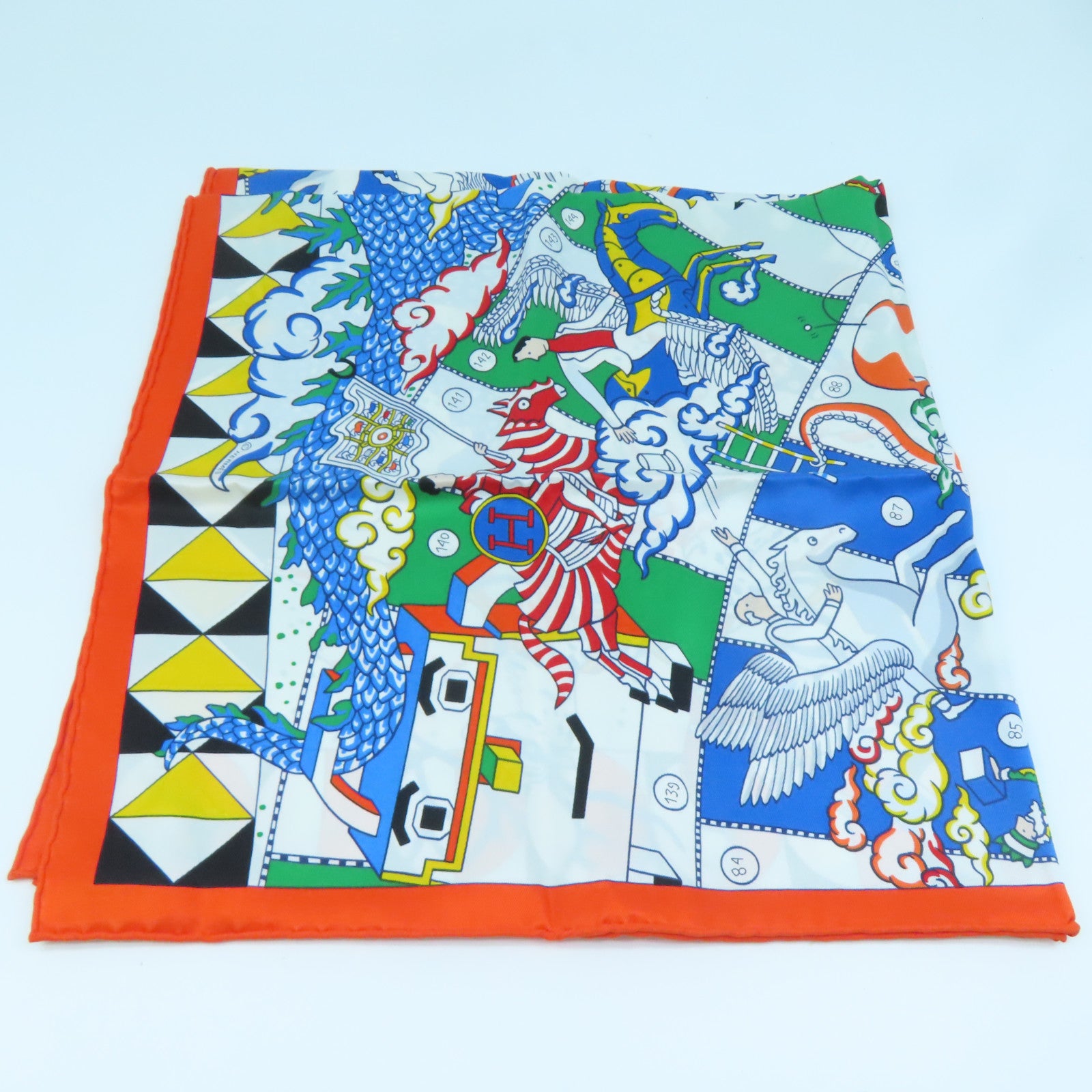 HERMES Silk Scarf 70x70 Scarf Orange Color