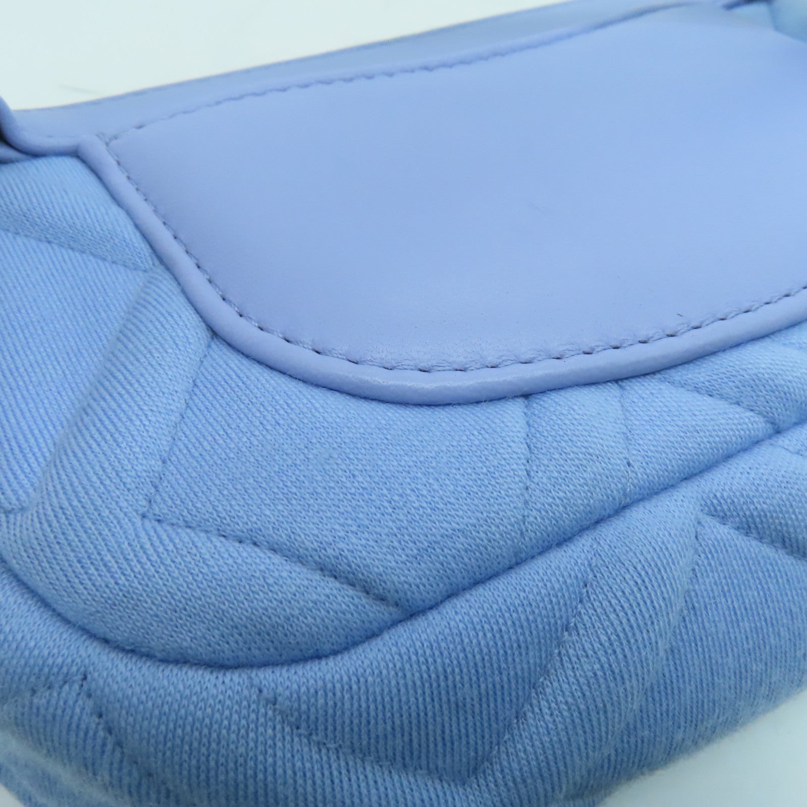 CHANEL rhombic fabric Waist Bag gold buckle purse blue