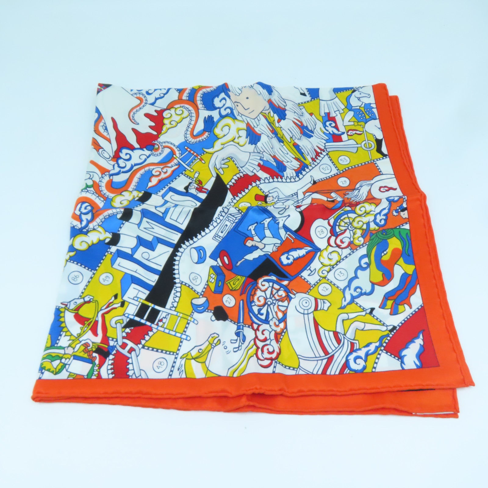 HERMES Silk Scarf 70x70 Scarf Orange Color
