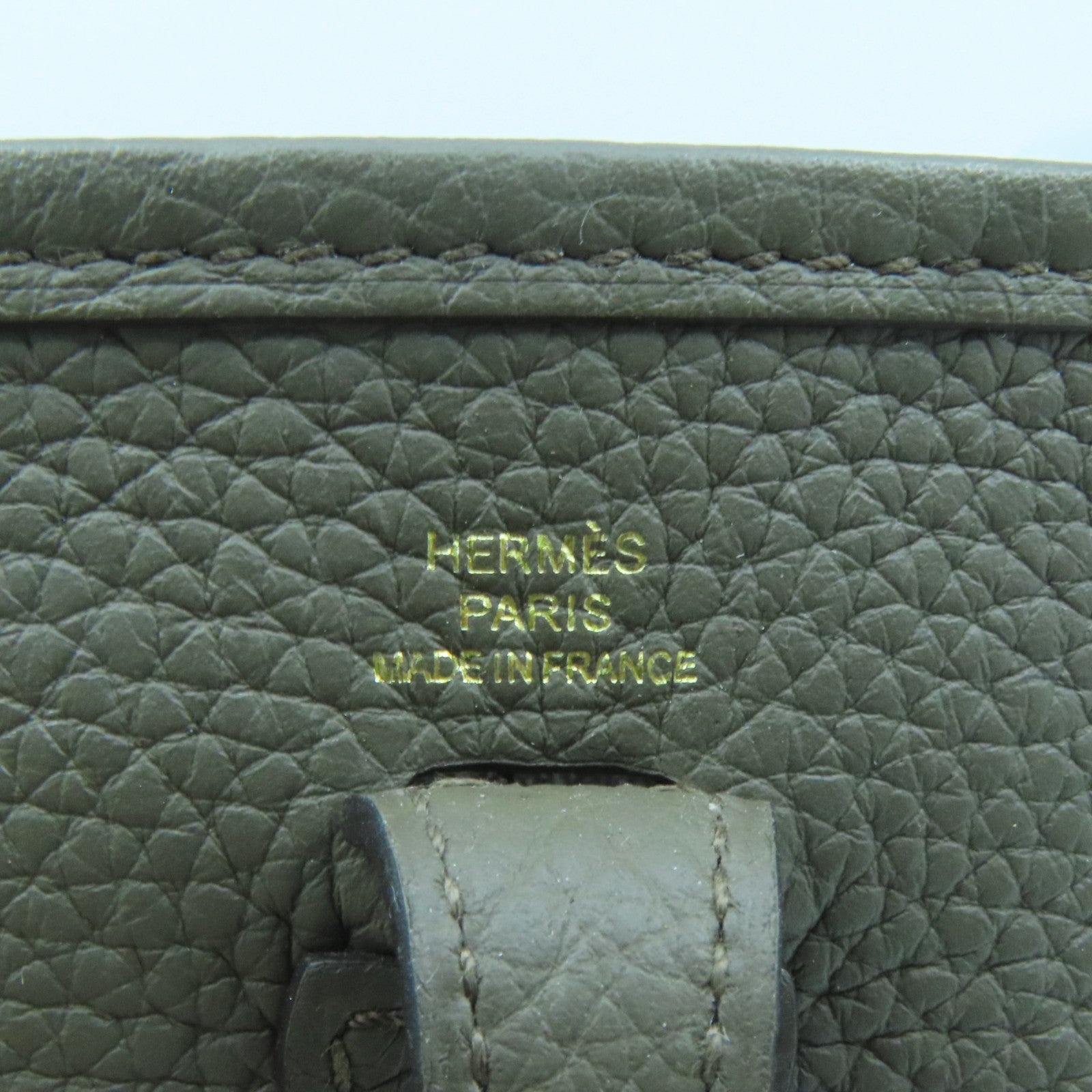HERMES Clemence皮革Evelyne TPM金扣肩背袋灰色