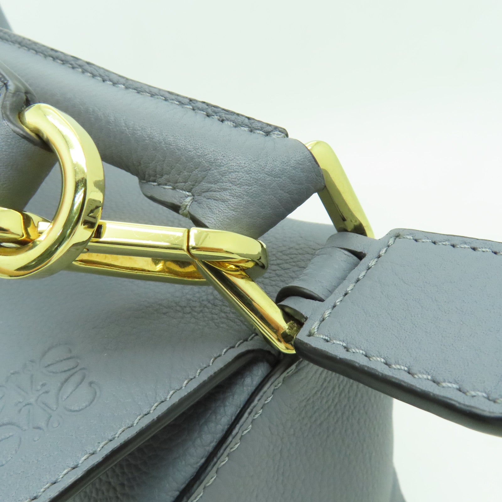 LOEWE 牛皮皮革Puzzle Small Bag金扣手挽肩背兩用袋灰色