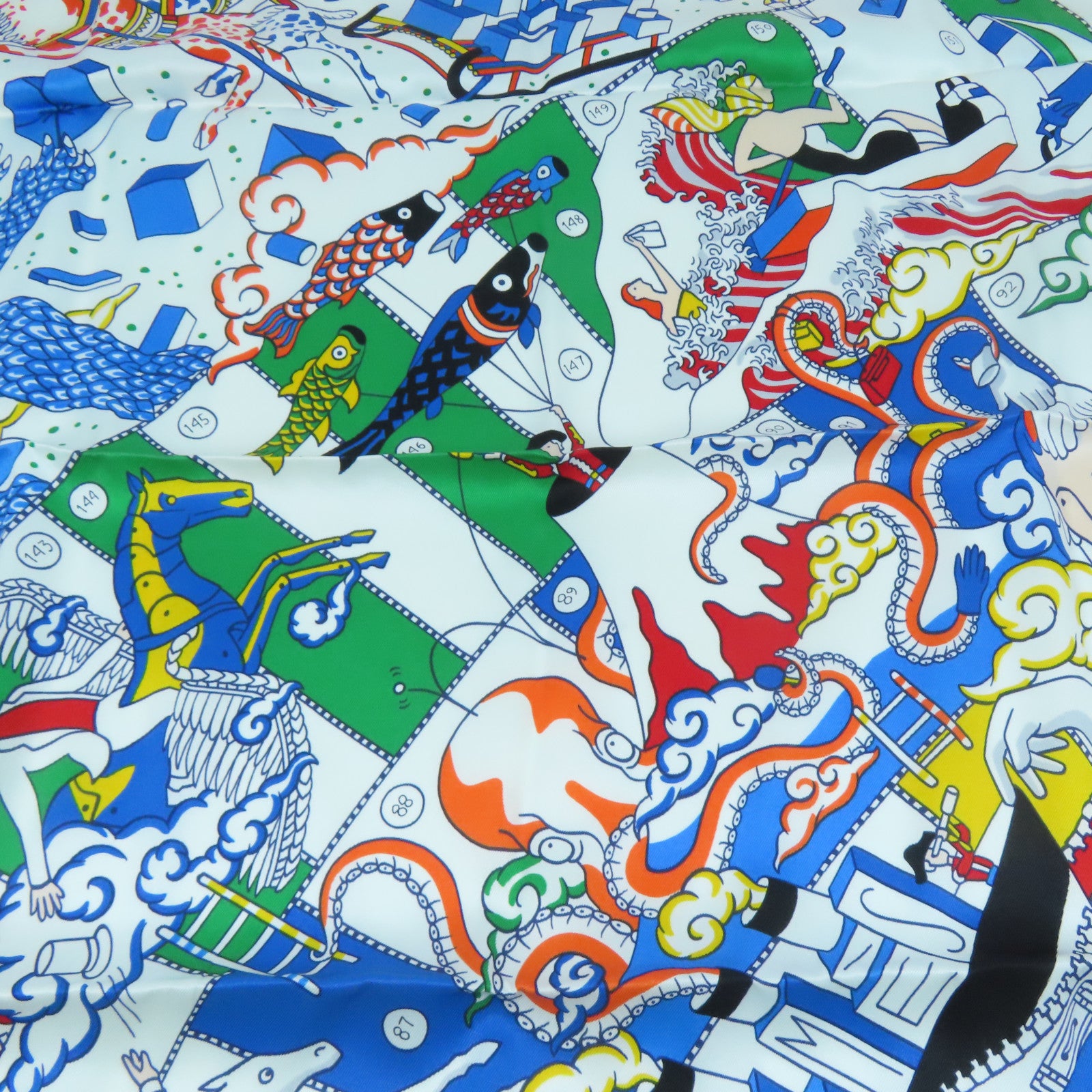 HERMES Silk Scarf 70x70 Scarf Orange Color