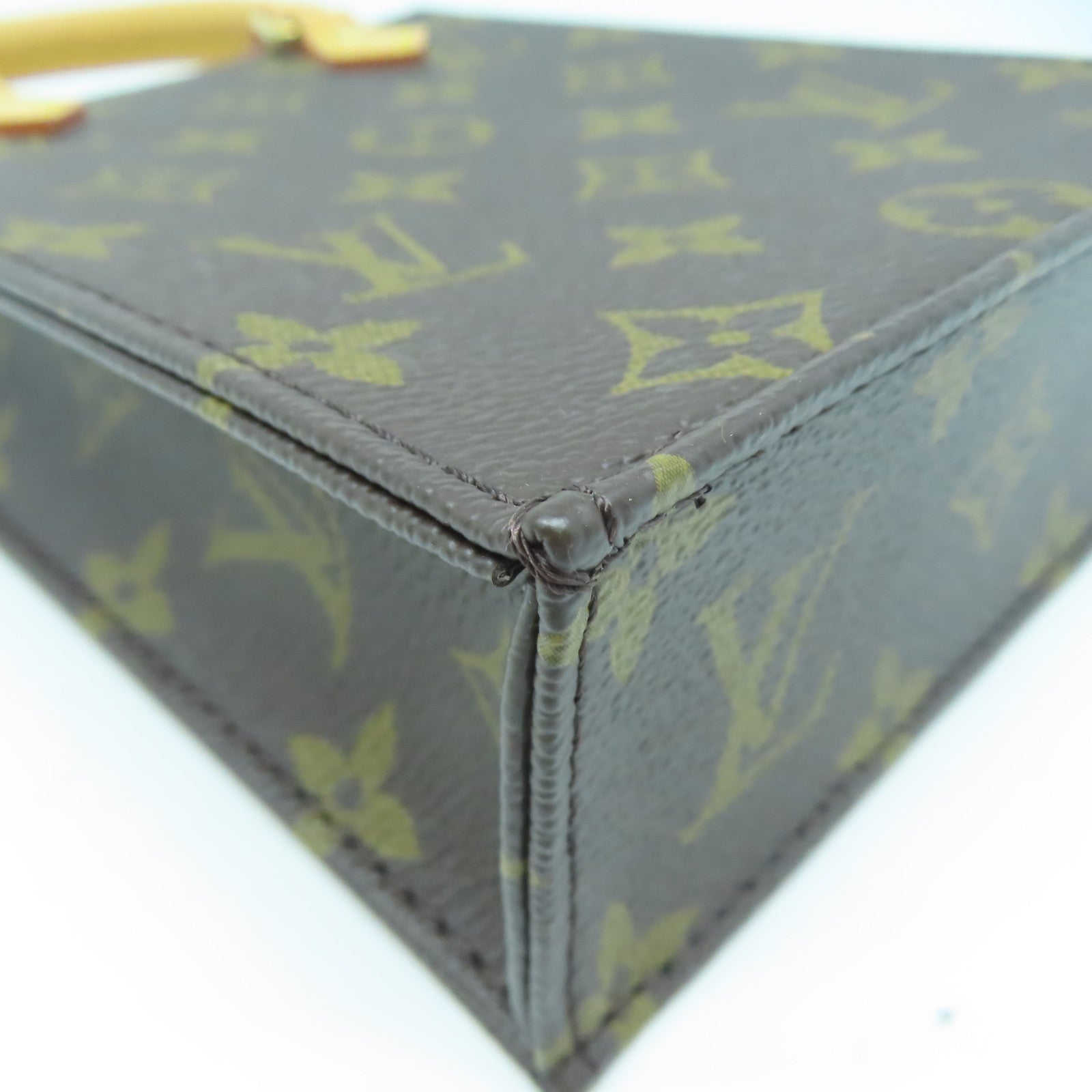 LOUIS VUITTON Monogram Petit Sac Plat金扣手挽肩背兩用袋啡色