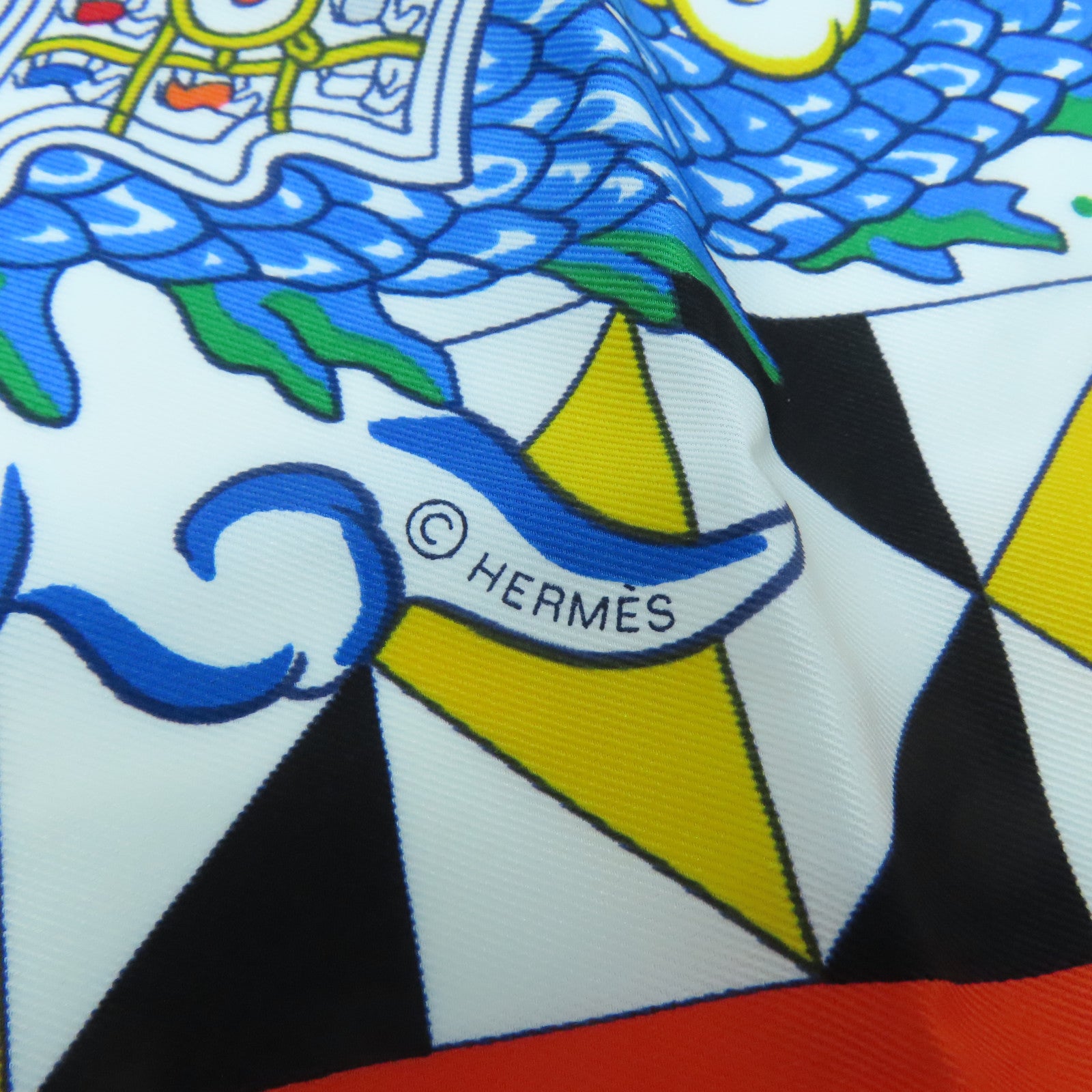 HERMES Silk Scarf 70x70 Scarf Orange Color