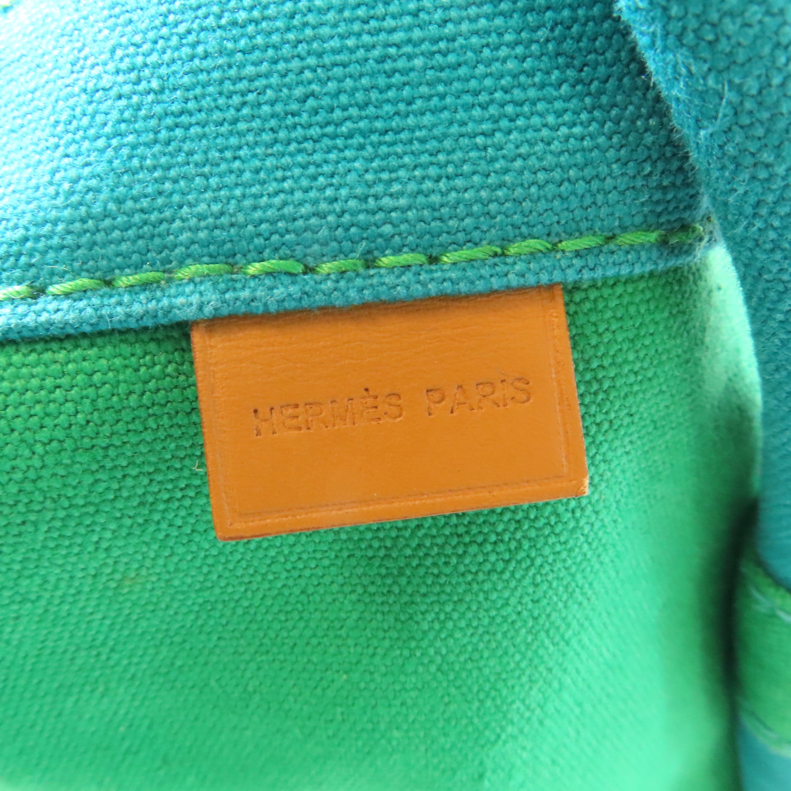 HERMES 帆布Sac Baga銀扣肩背袋綠色