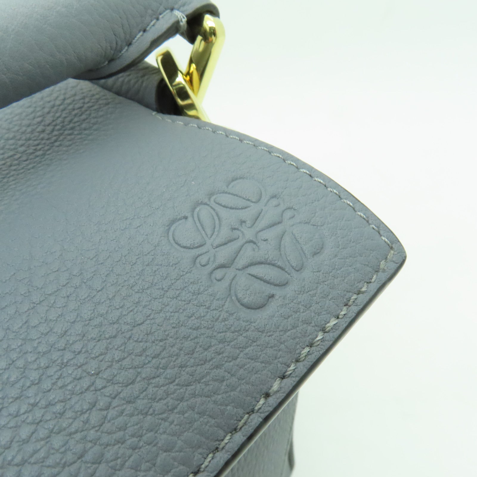 LOEWE 牛皮皮革Puzzle Small Bag金扣手挽肩背兩用袋灰色