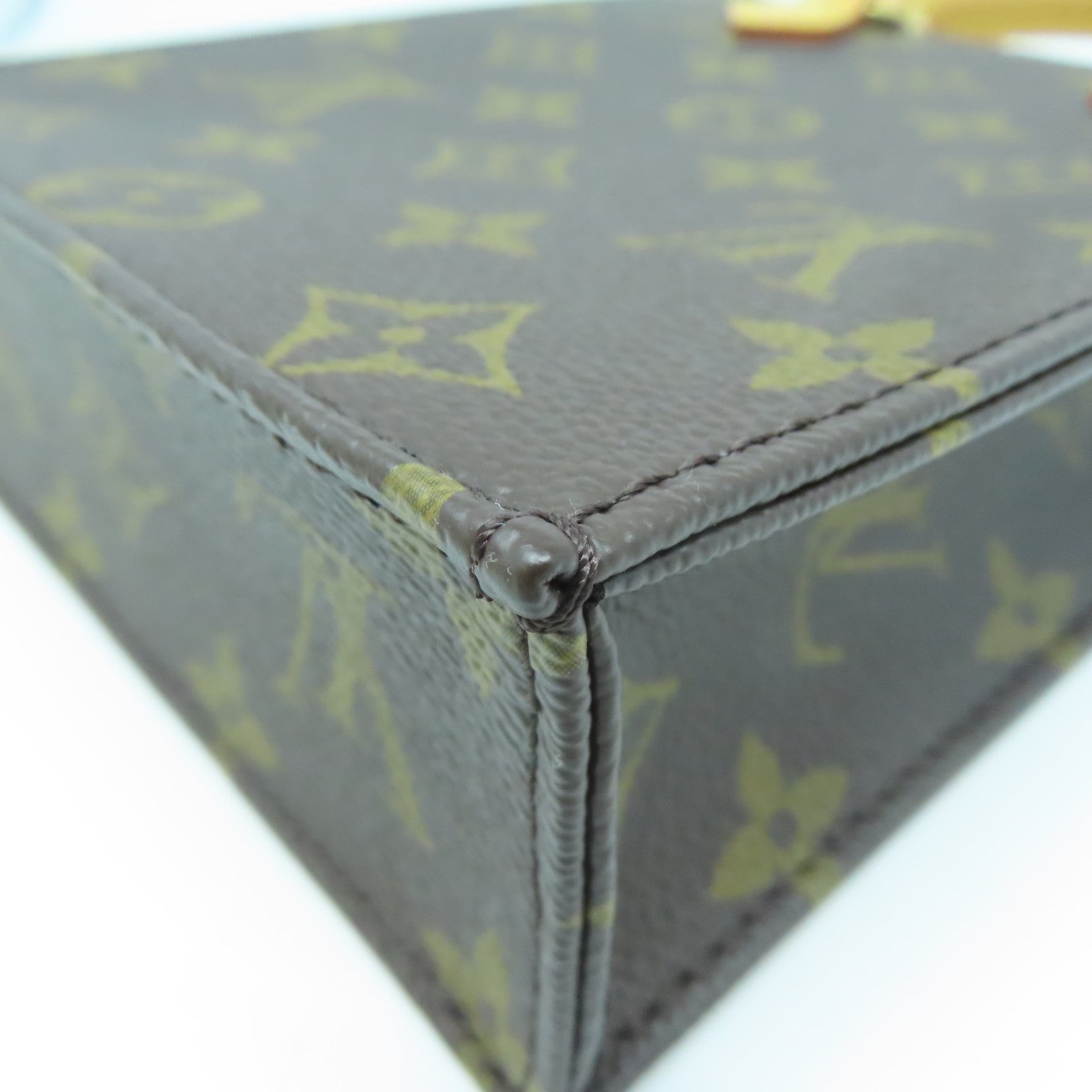 LOUIS VUITTON Monogram Petit Sac Plat金扣手挽肩背兩用袋啡色