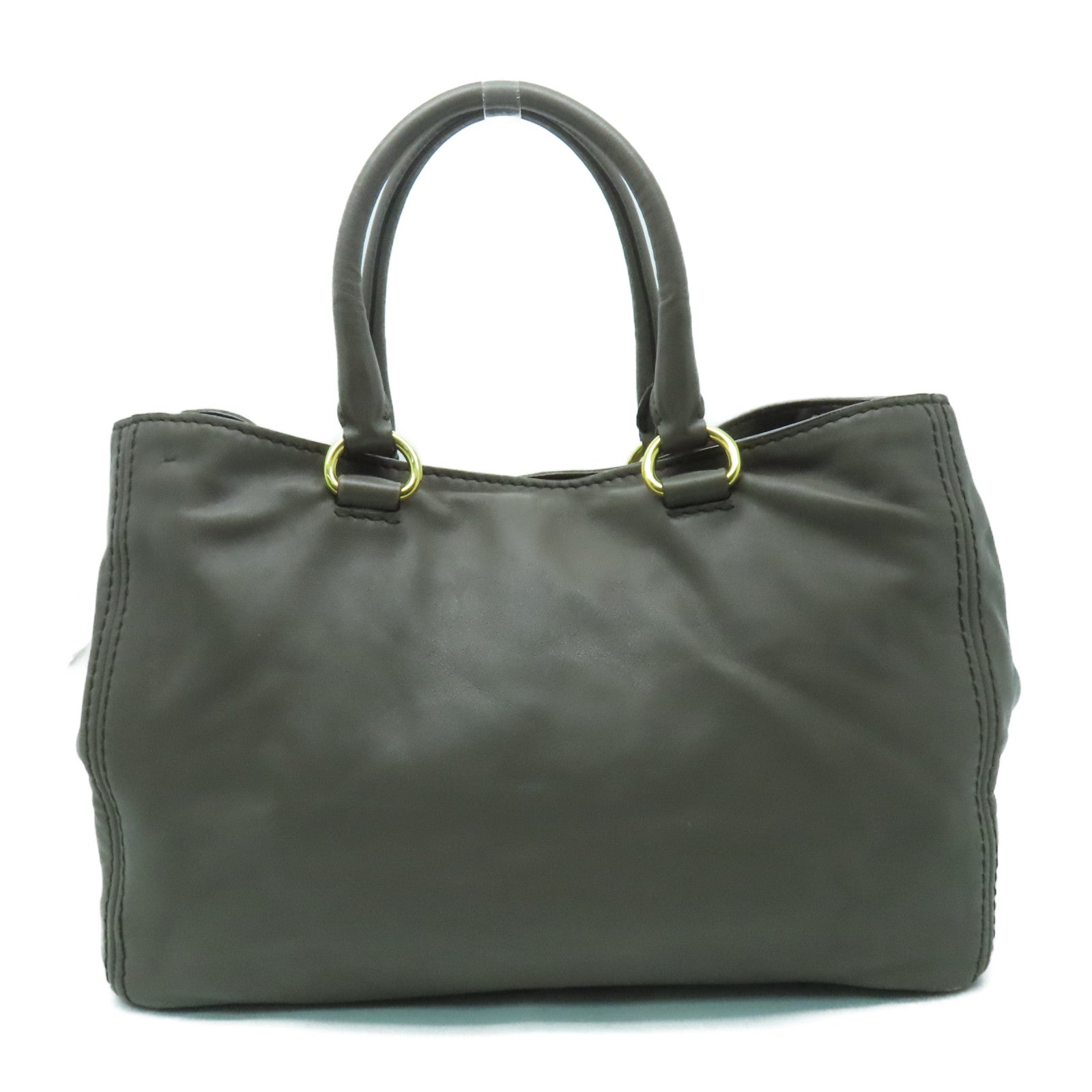 PRADA 牛皮皮革2 Way Shoulder金扣手挽肩背兩用袋灰色