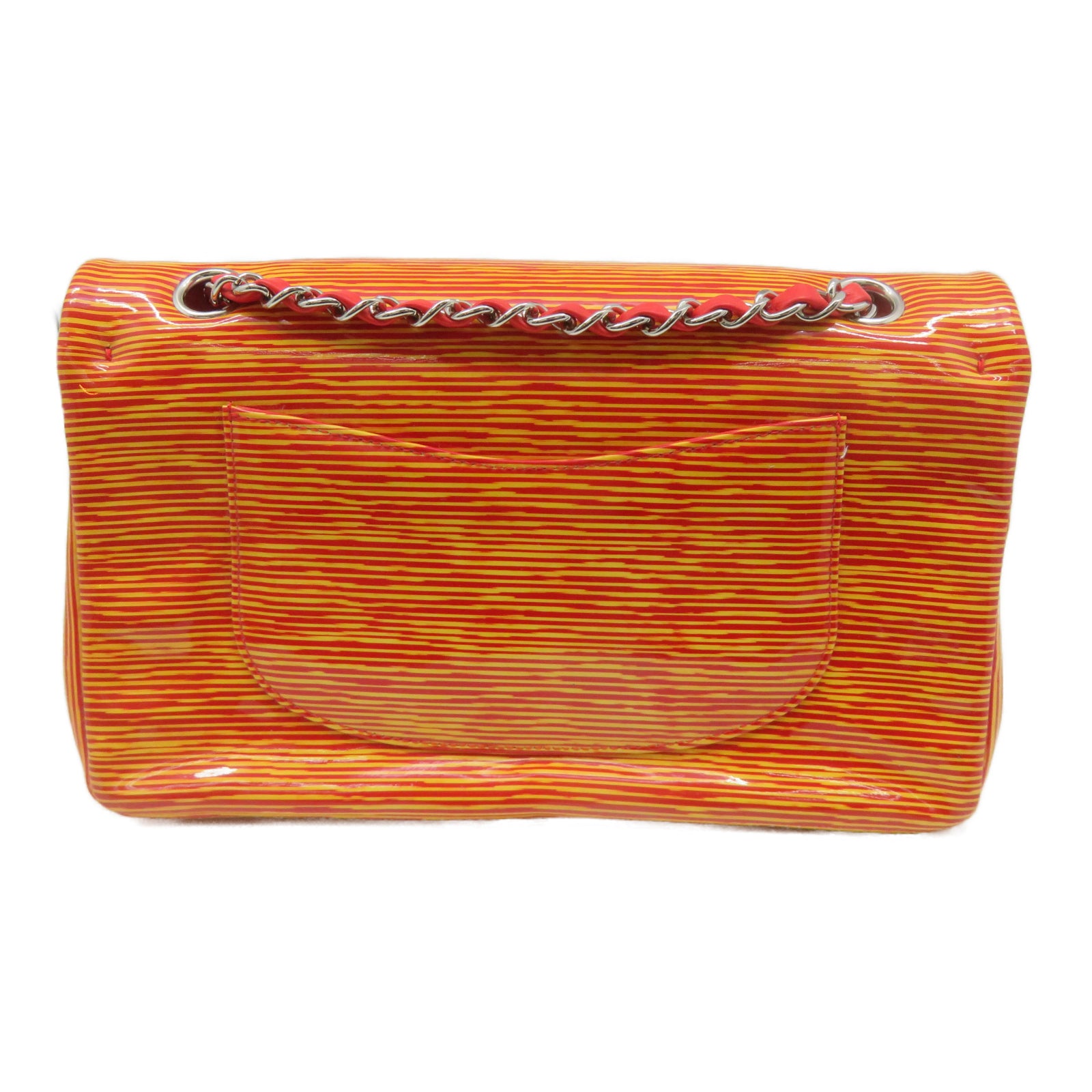CHANEL [Sharp Discount] Patent Leather Chain Shoulder Silver Buckle Chain Belt Shoulder Bag Orange