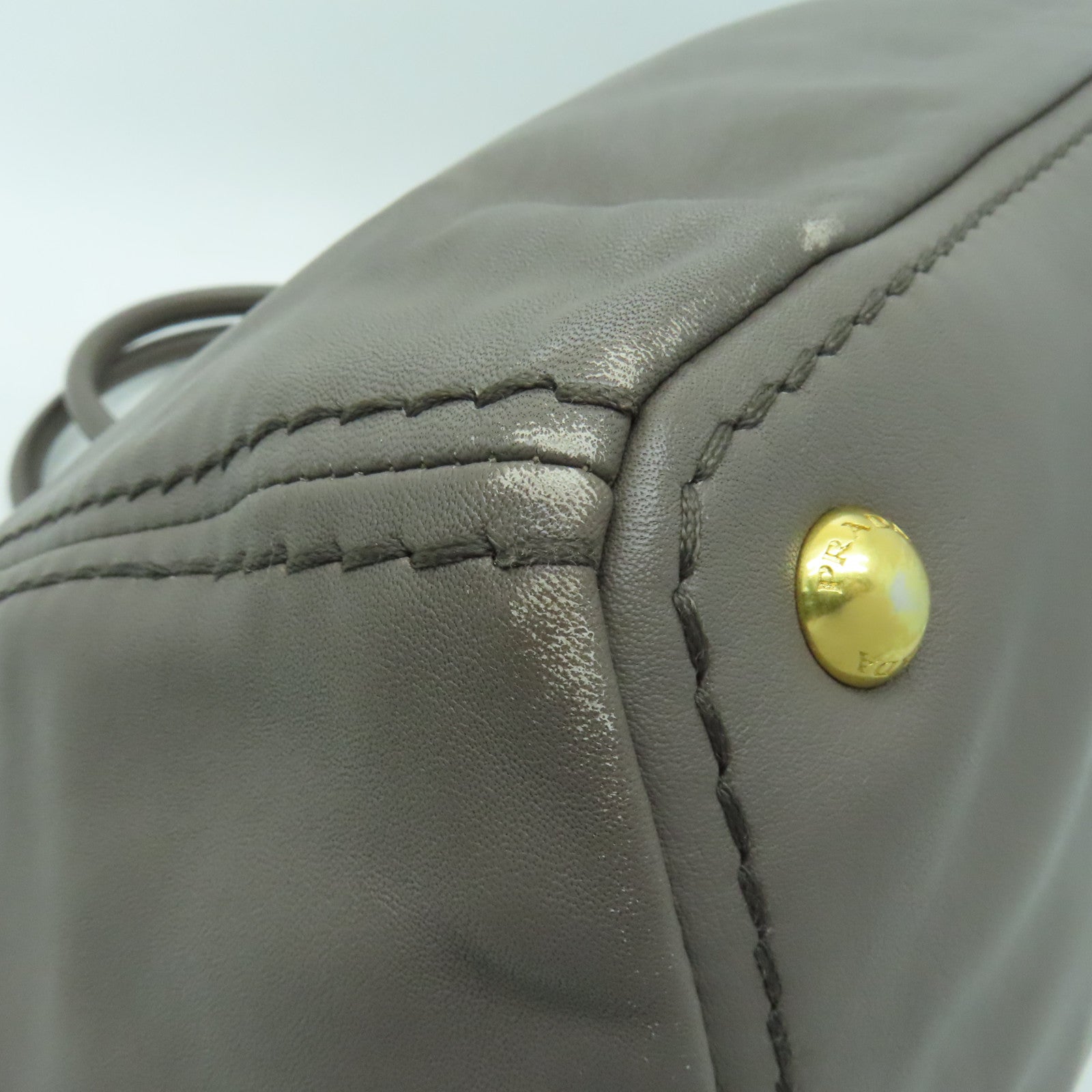 PRADA 牛皮皮革2 Way Shoulder金扣手挽肩背兩用袋灰色