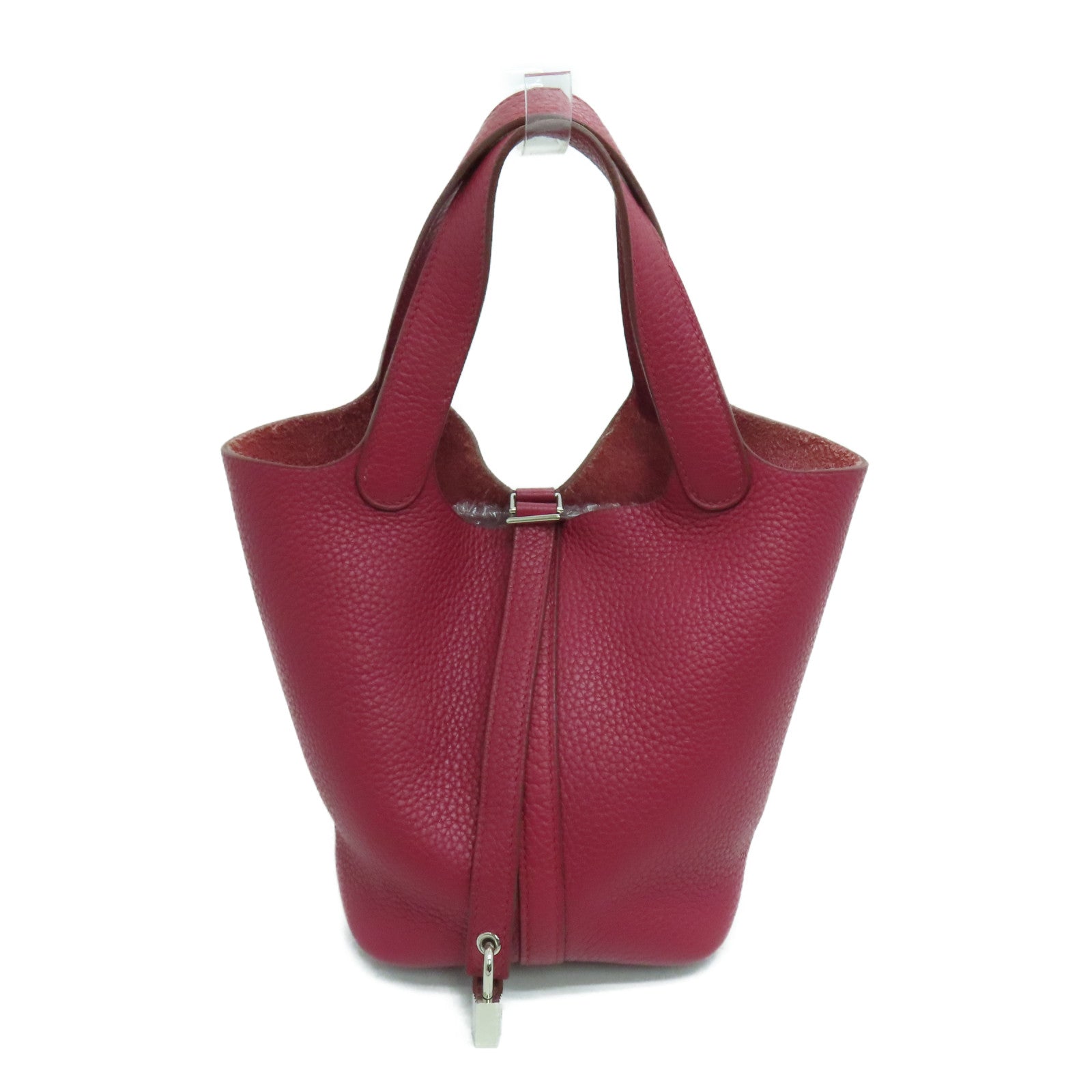HERMES Clemence皮革Picotin PM Tote Bag銀扣手挽袋紅色