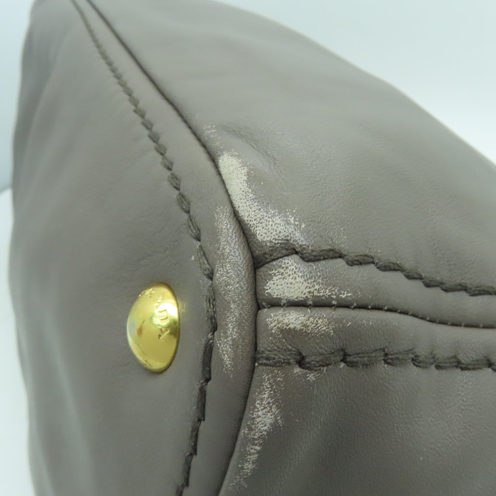 PRADA 牛皮皮革2 Way Shoulder金扣手挽肩背兩用袋灰色