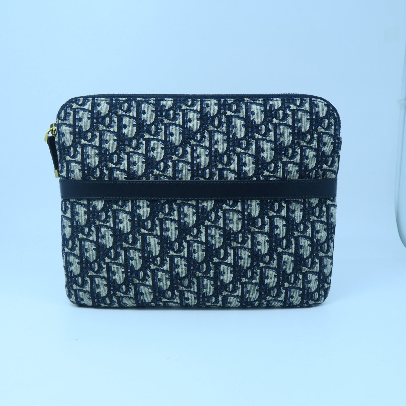 Dior Canvas Travel Kit Silver Buckle Clutch Dark Blue