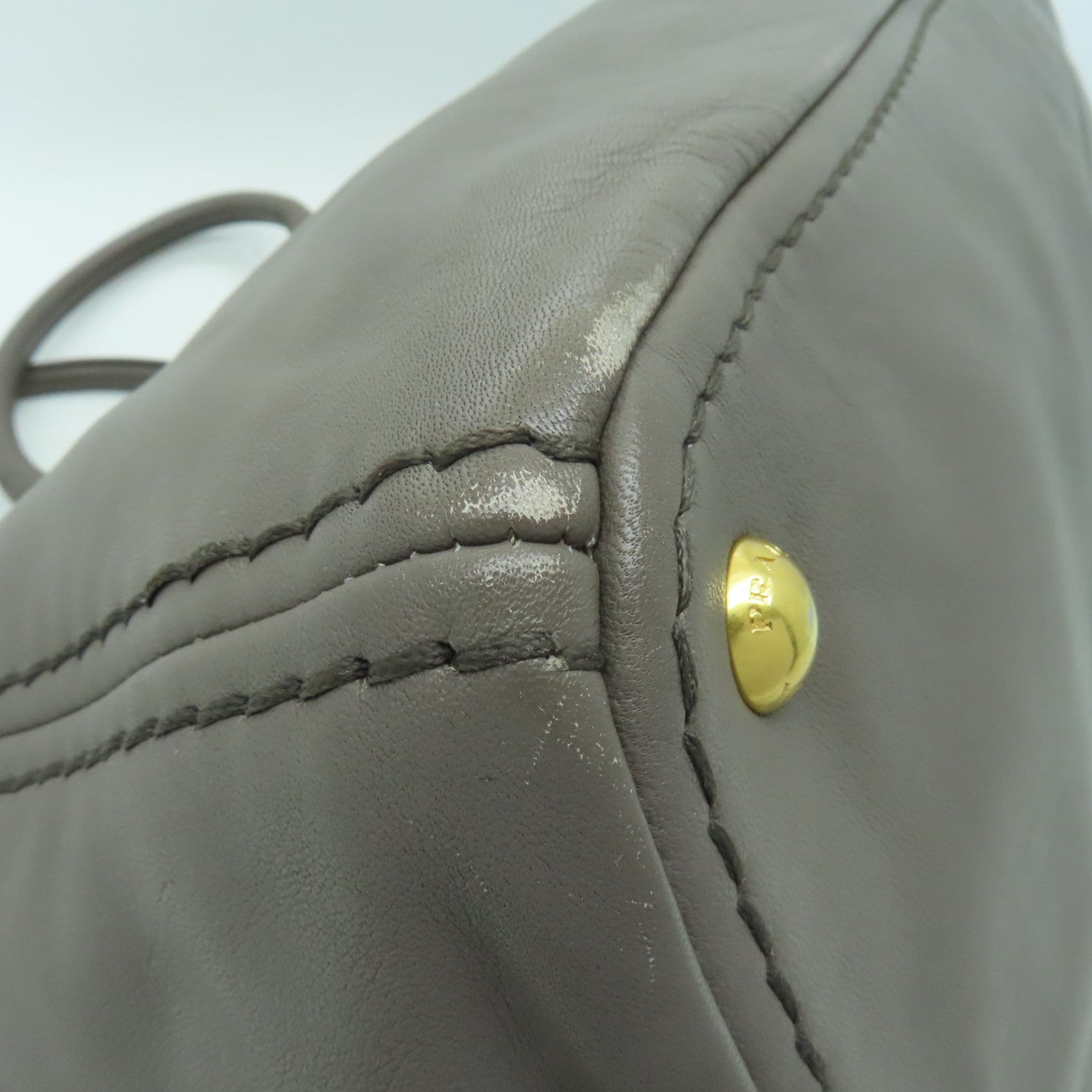 PRADA 牛皮皮革2 Way Shoulder金扣手挽肩背兩用袋灰色
