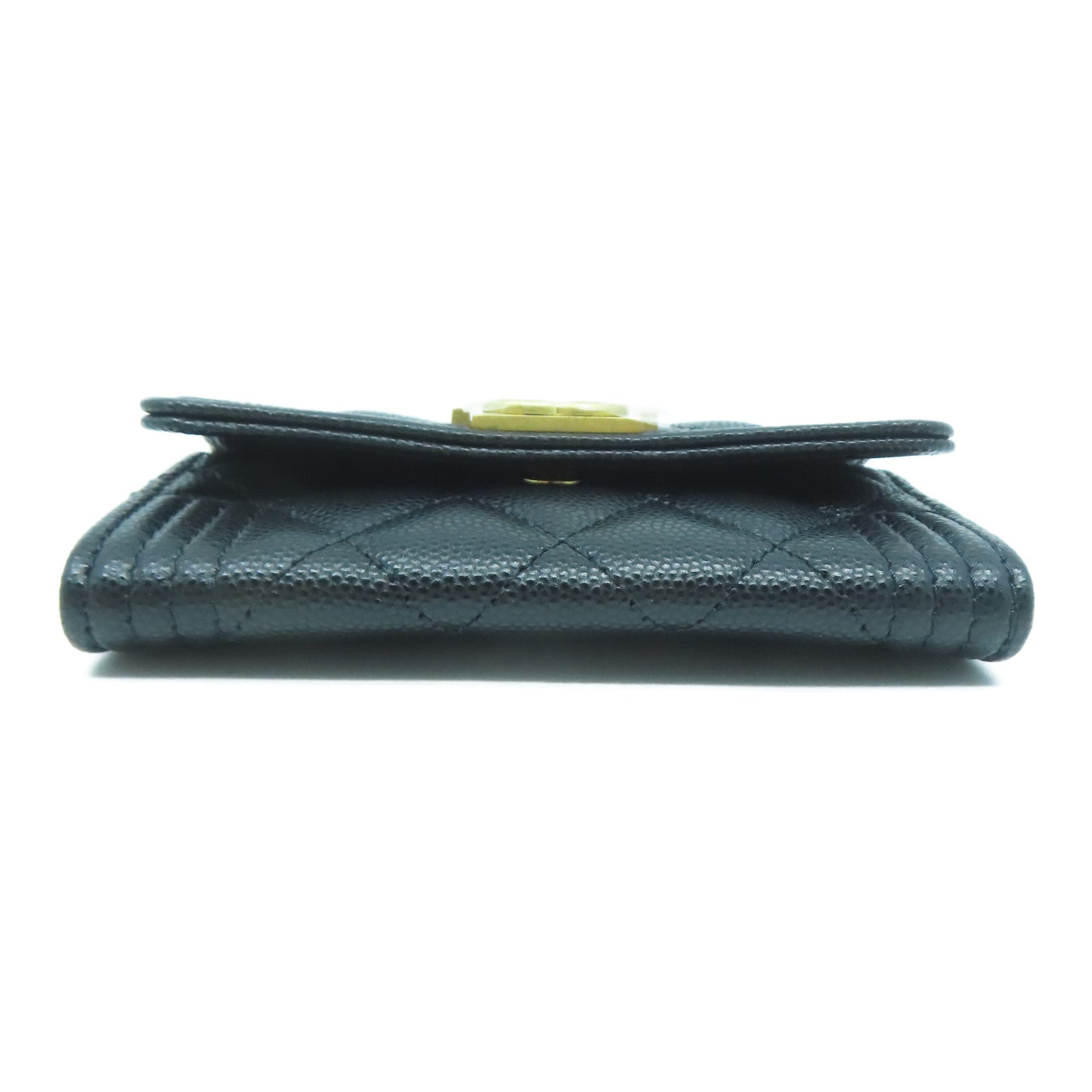 CHANEL 菱格Caviar皮革Boy Card Case金扣卡片套黑色
