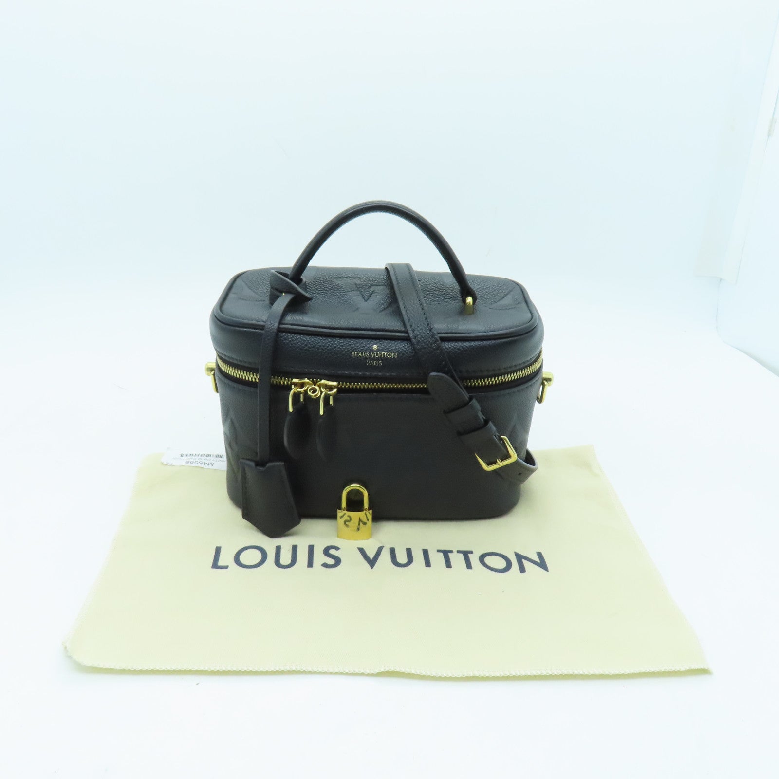 LOUIS VUITTON Monogram Empreinte Vanity PM金扣手挽肩背两用袋黑色