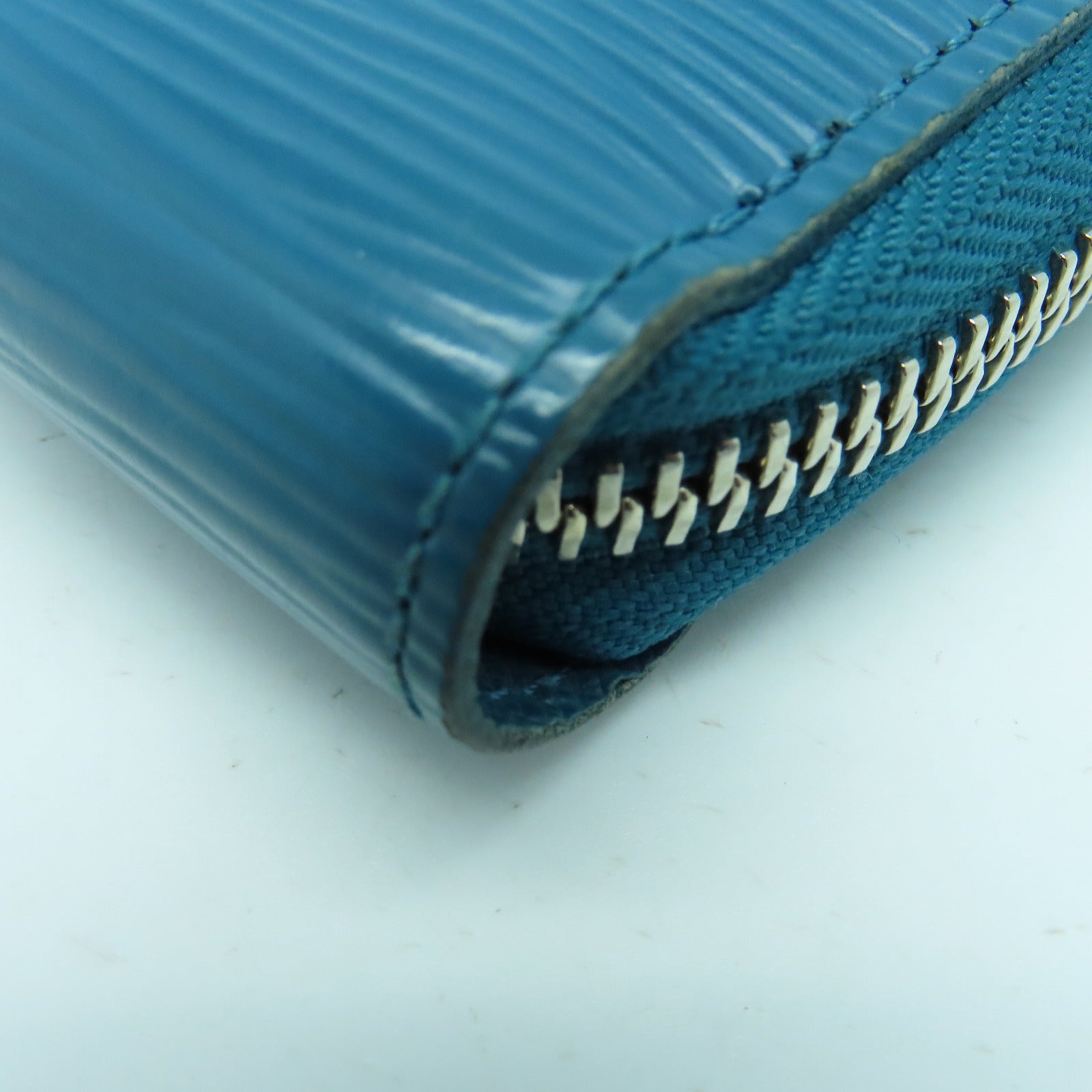 LOUIS VUITTON Epi Zipper Wallet银扣长钱包蓝色