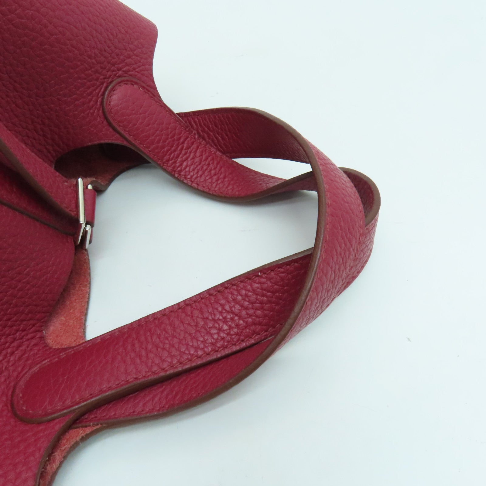 HERMES Clemence皮革Picotin PM Tote Bag銀扣手挽袋紅色