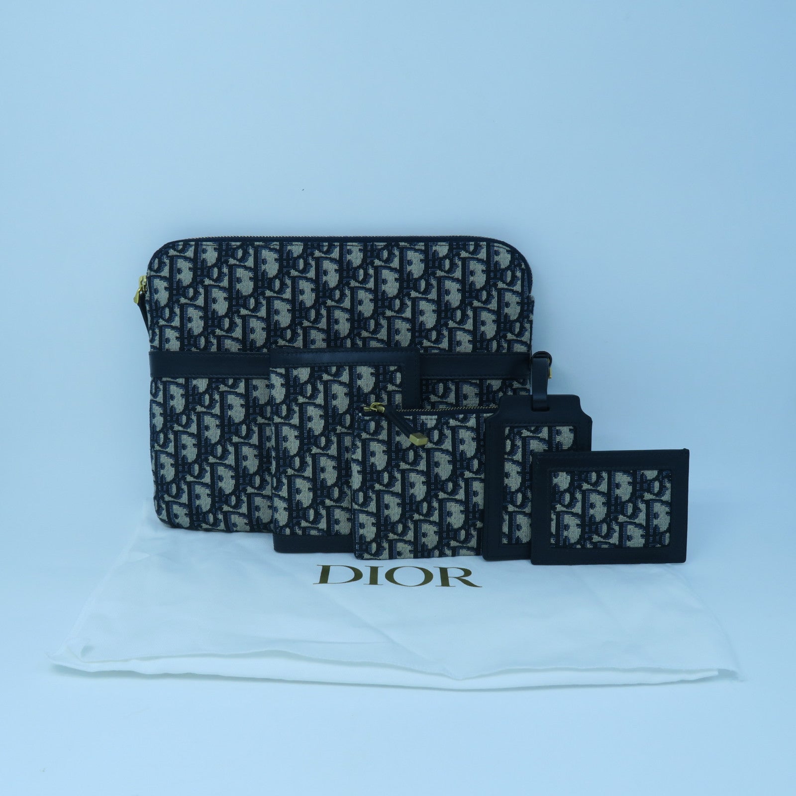 Dior Canvas Travel Kit Silver Buckle Clutch Dark Blue