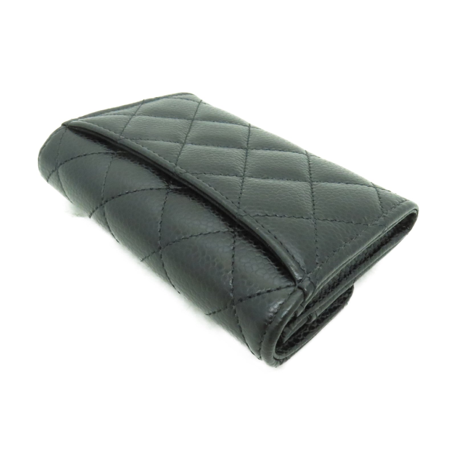 CHANEL 菱格牛皮皮革Card Case金扣卡片套黒色
