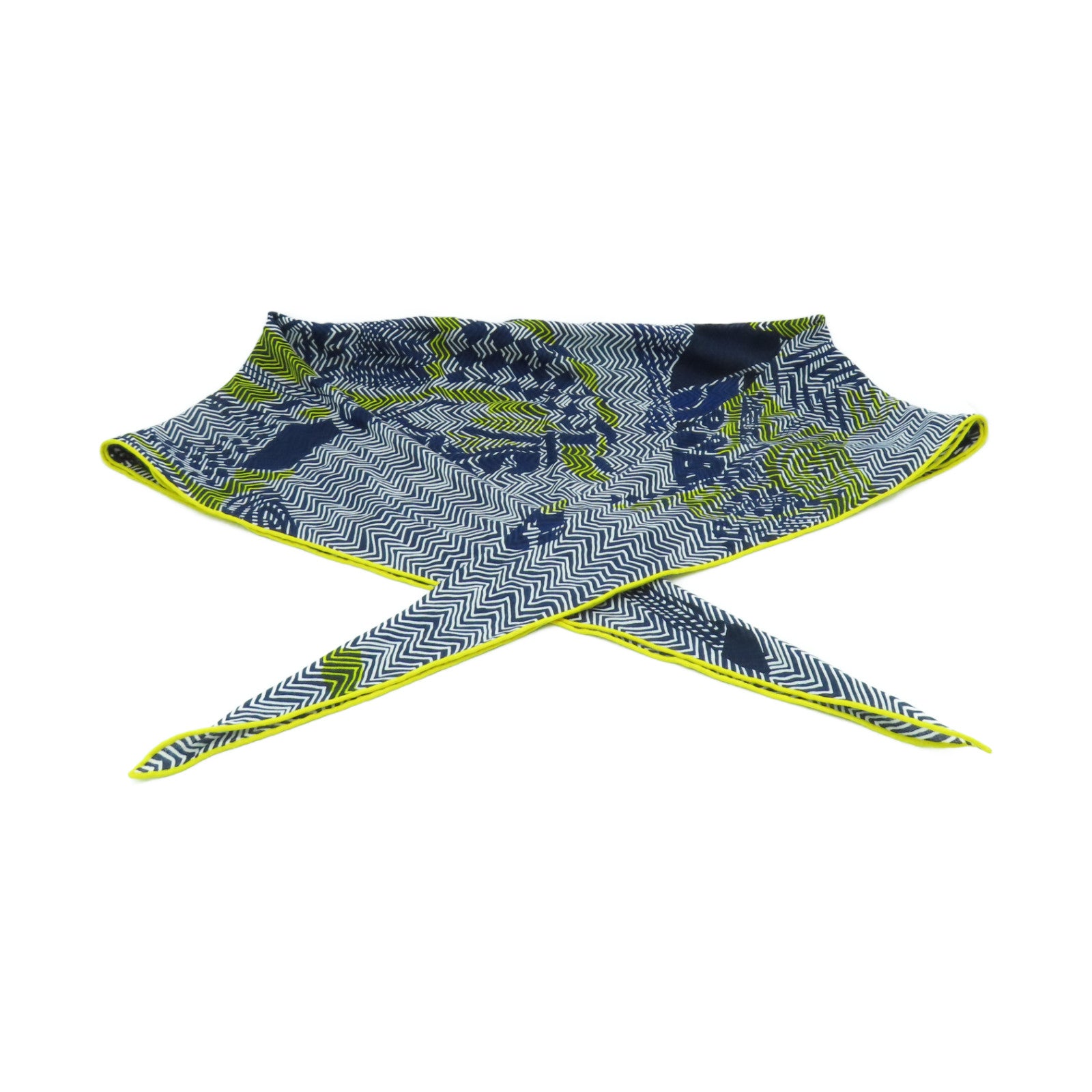HERMES 【激減優惠】羊絨/絲質Scarf圍巾藍色/黃色