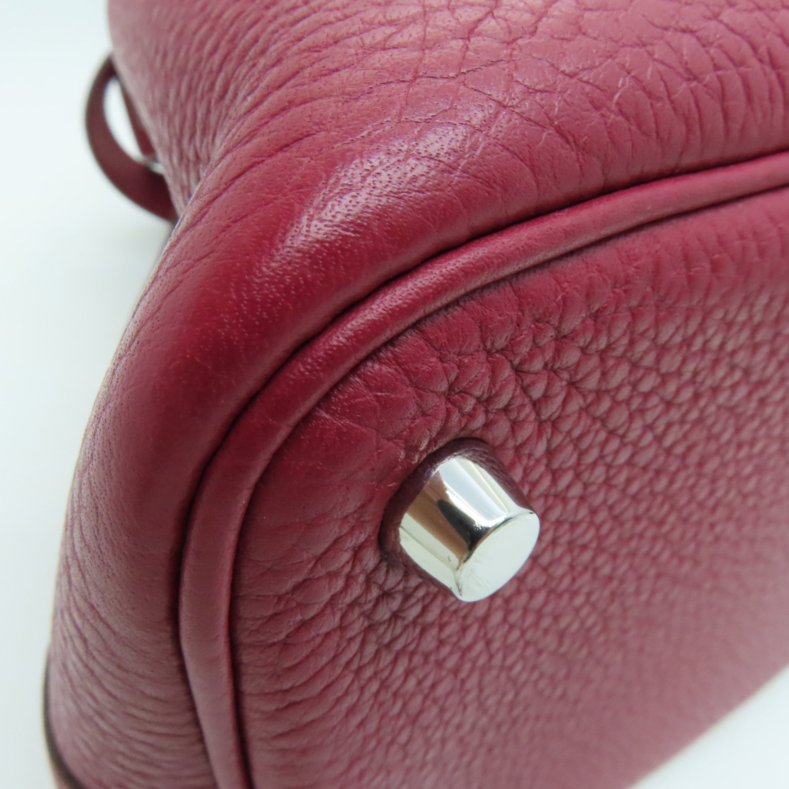 HERMES Clemence皮革Picotin PM Tote Bag銀扣手挽袋紅色