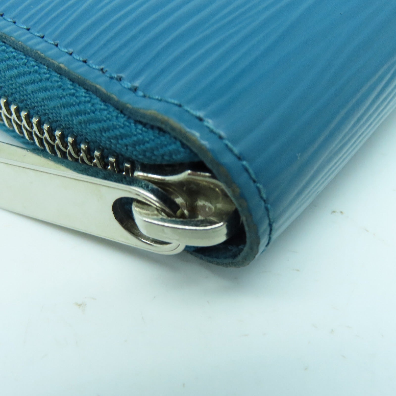 LOUIS VUITTON Epi Zipper Wallet银扣长钱包蓝色