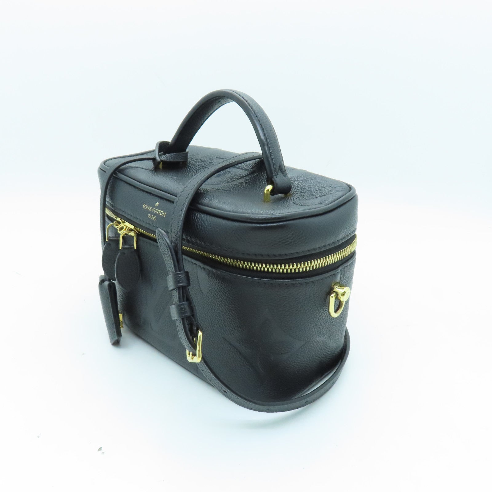 LOUIS VUITTON Monogram Empreinte Vanity PM金扣手挽肩背两用袋黑色
