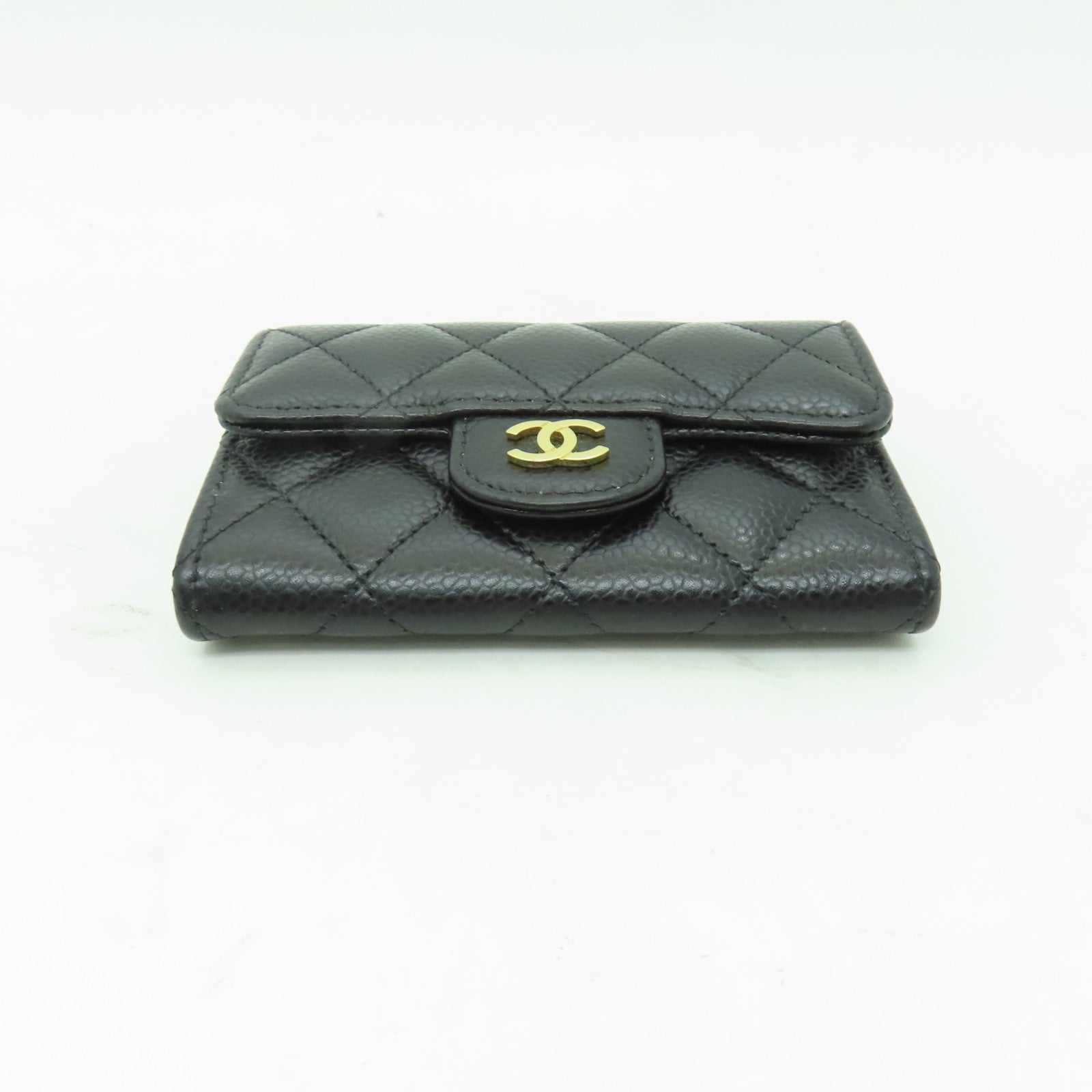 CHANEL 菱格牛皮皮革Card Case金扣卡片套黒色