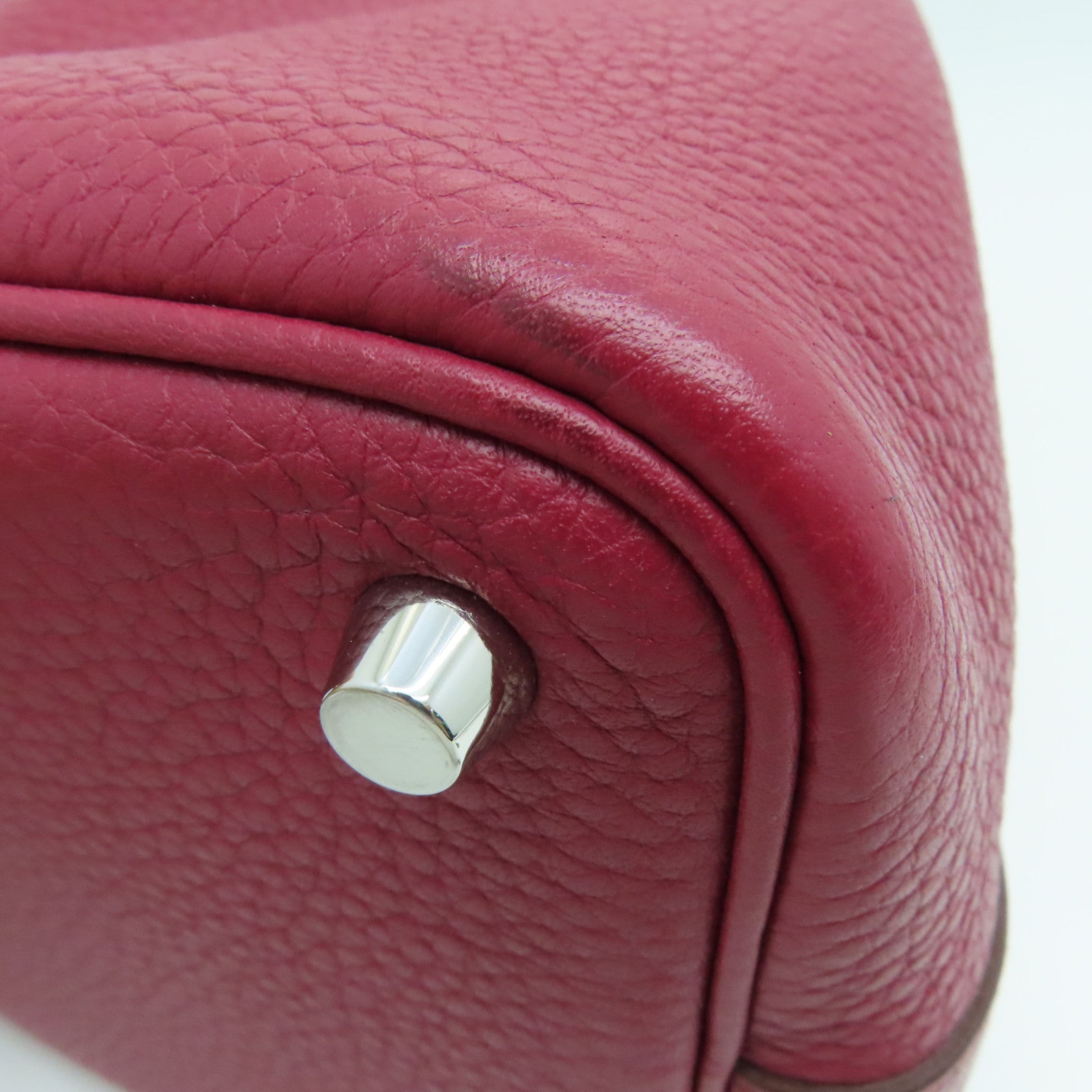 HERMES Clemence皮革Picotin PM Tote Bag銀扣手挽袋紅色