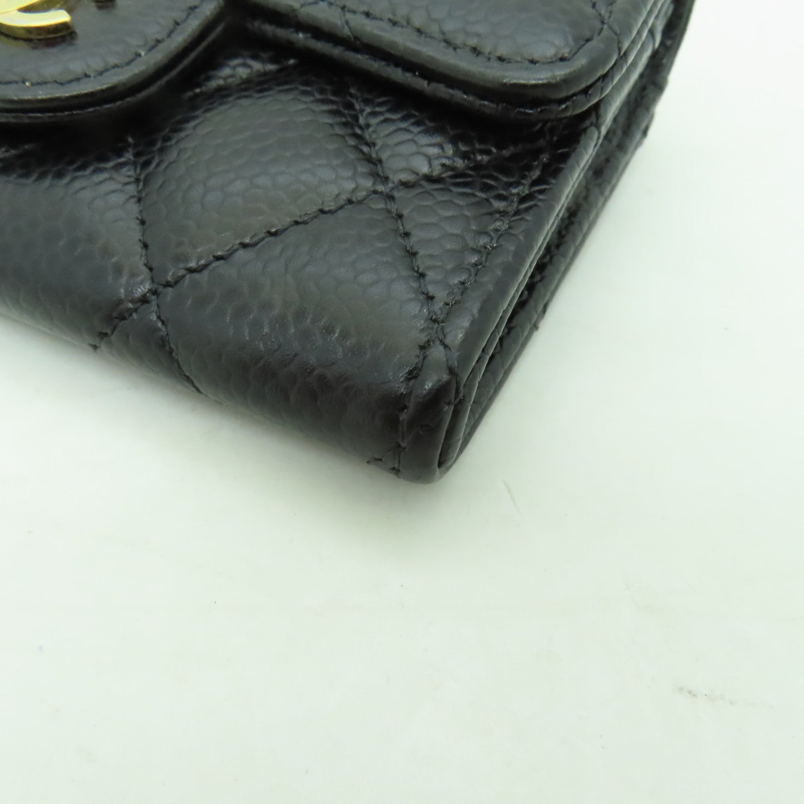 CHANEL 菱格牛皮皮革Card Case金扣卡片套黒色