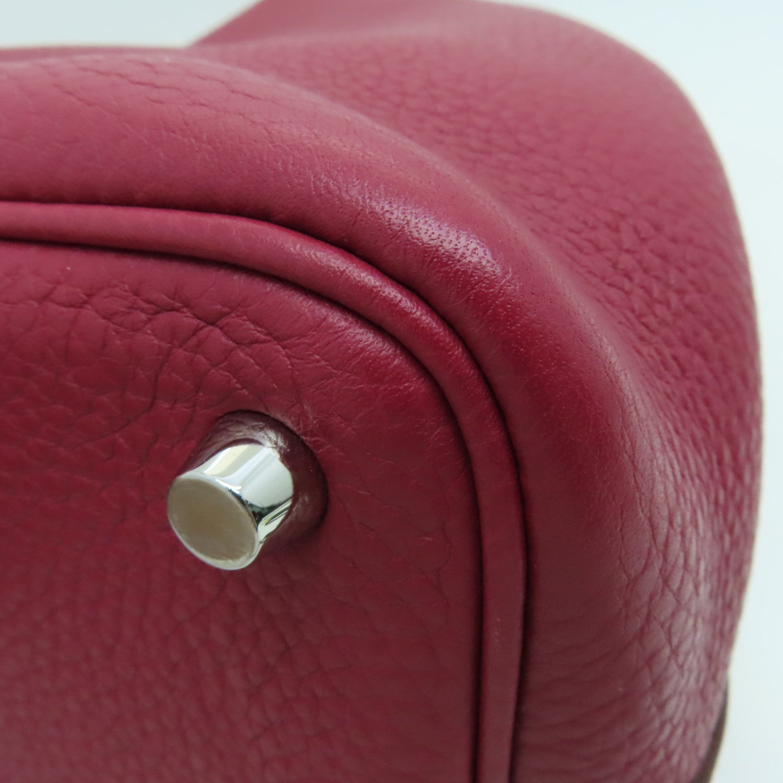 HERMES Clemence皮革Picotin PM Tote Bag銀扣手挽袋紅色