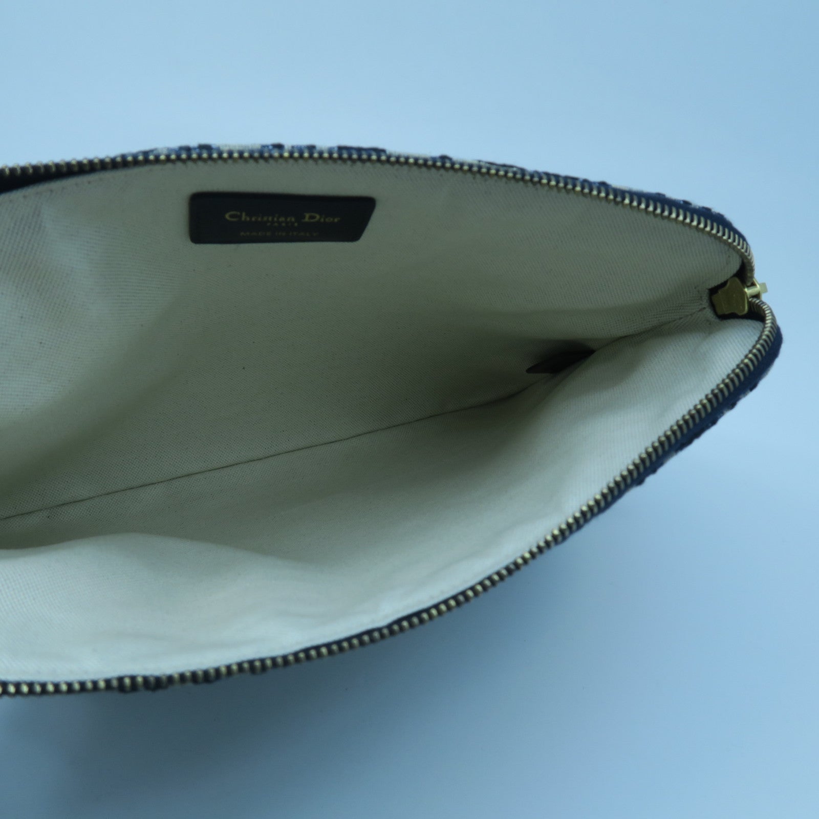Dior Canvas Travel Kit Silver Buckle Clutch Dark Blue