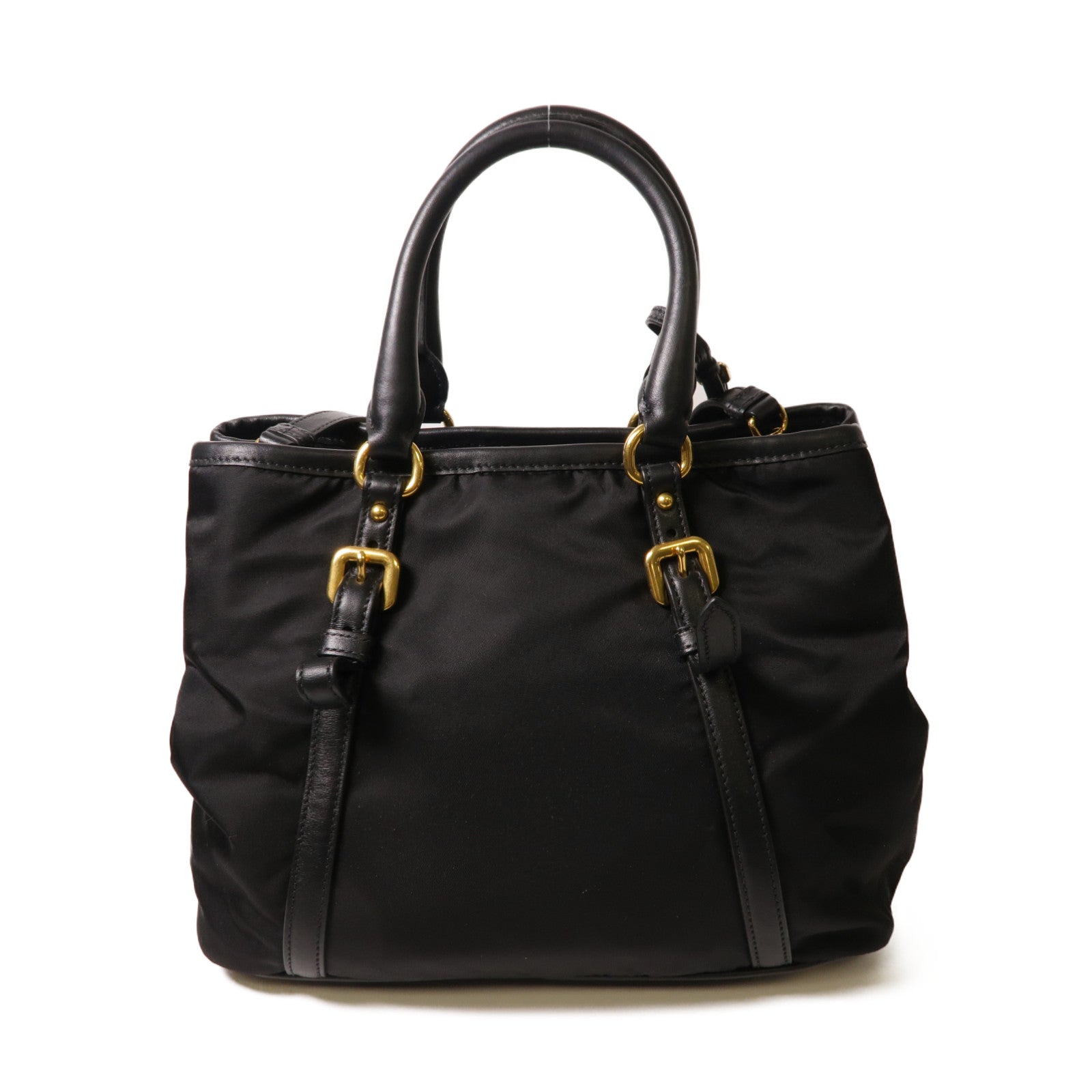 PRADA 尼龍/皮革2 Way Shoulder金扣手挽肩背兩用袋黑色