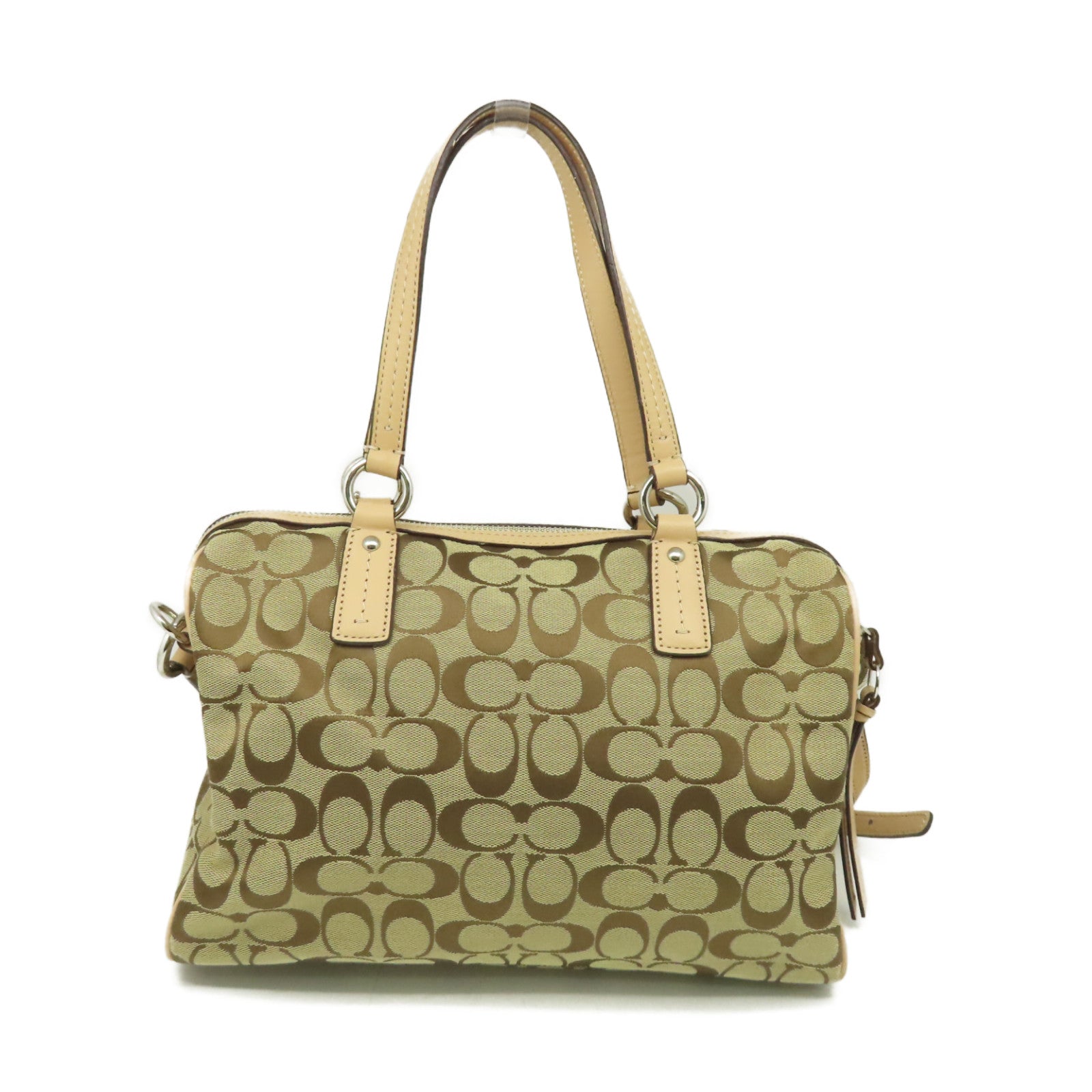 COACH 帆布2Way Shoulder Bag手挽肩背兩用袋啡色/杏色