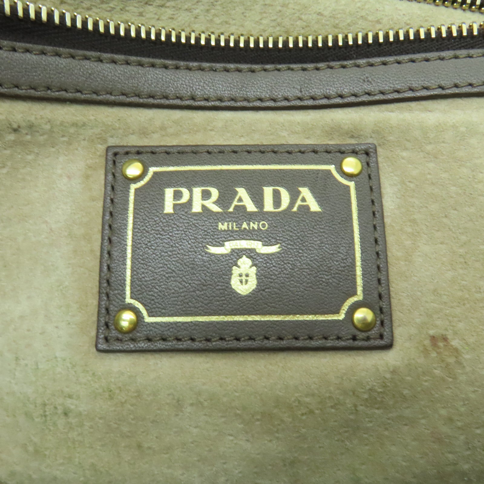 PRADA 牛皮皮革2 Way Shoulder金扣手挽肩背兩用袋灰色