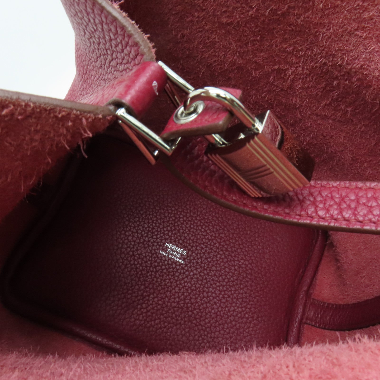 HERMES Clemence皮革Picotin PM Tote Bag銀扣手挽袋紅色
