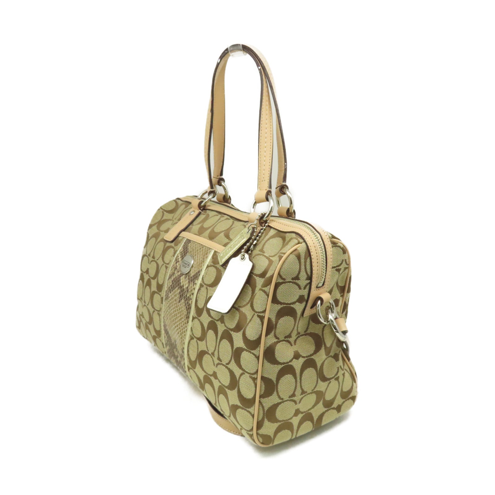 COACH 帆布2Way Shoulder Bag手挽肩背兩用袋啡色/杏色