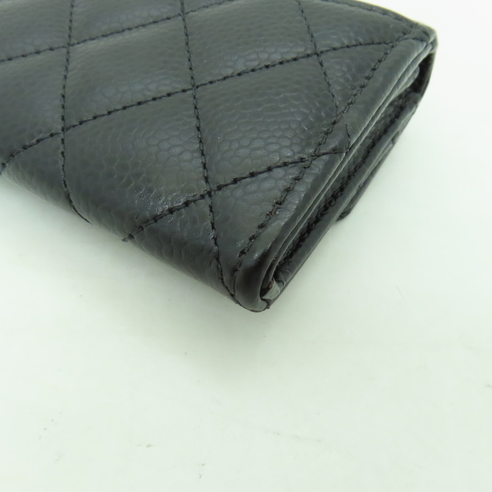 CHANEL 菱格牛皮皮革Card Case金扣卡片套黒色