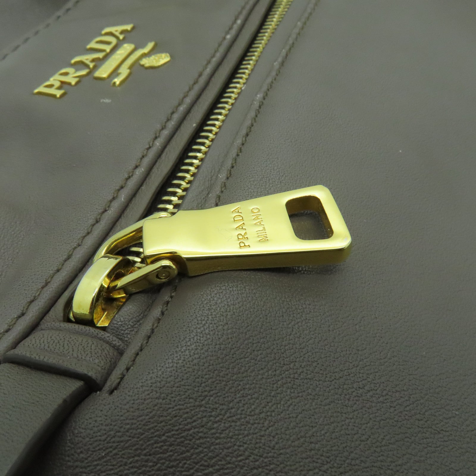 PRADA 牛皮皮革2 Way Shoulder金扣手挽肩背兩用袋灰色