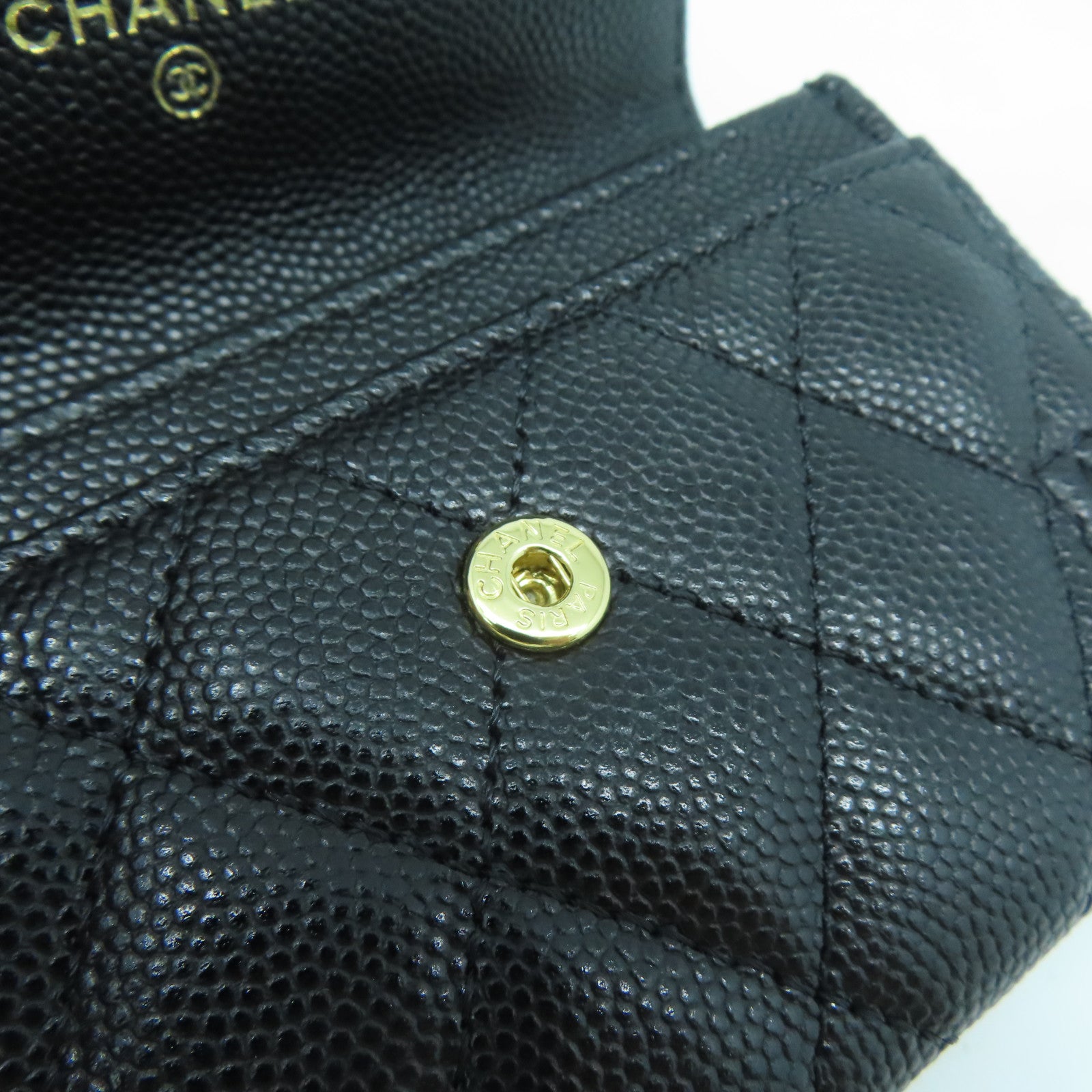 CHANEL 菱格Caviar皮革Boy Card Case金扣卡片套黑色