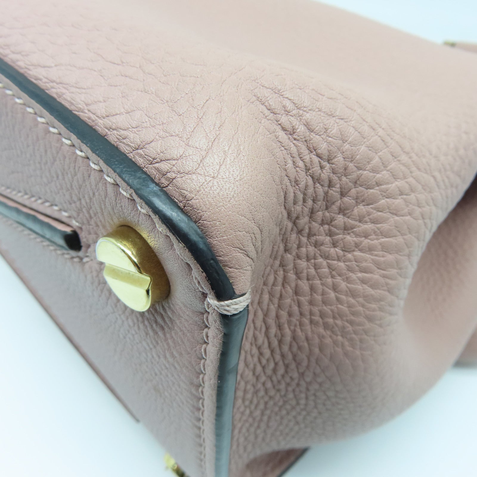 Valentino 牛皮皮革2 Way Shoulder金扣手挽肩背兩用袋粉紅色
