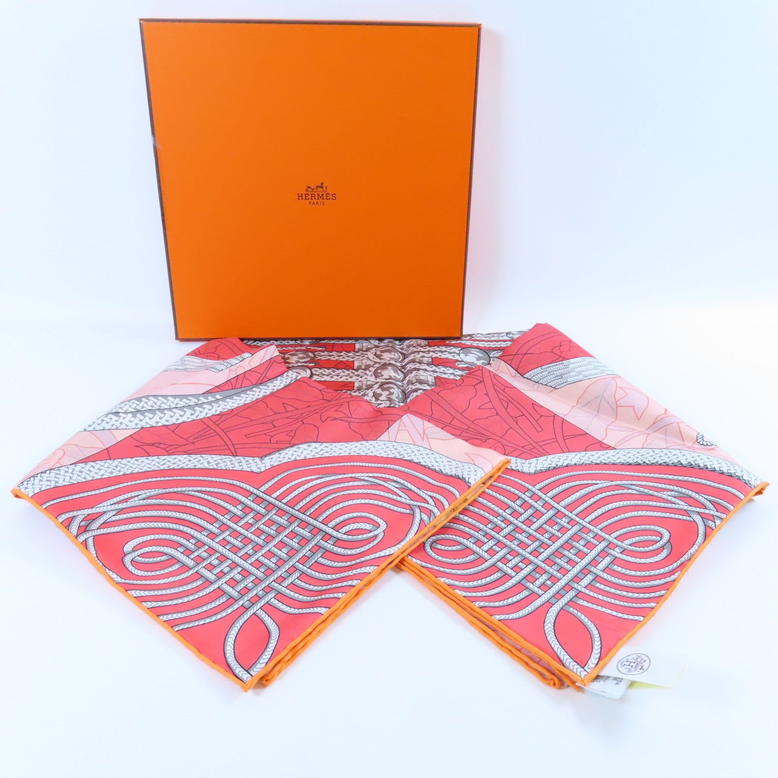 HERMES 絲質Scarf絲巾粉紅色