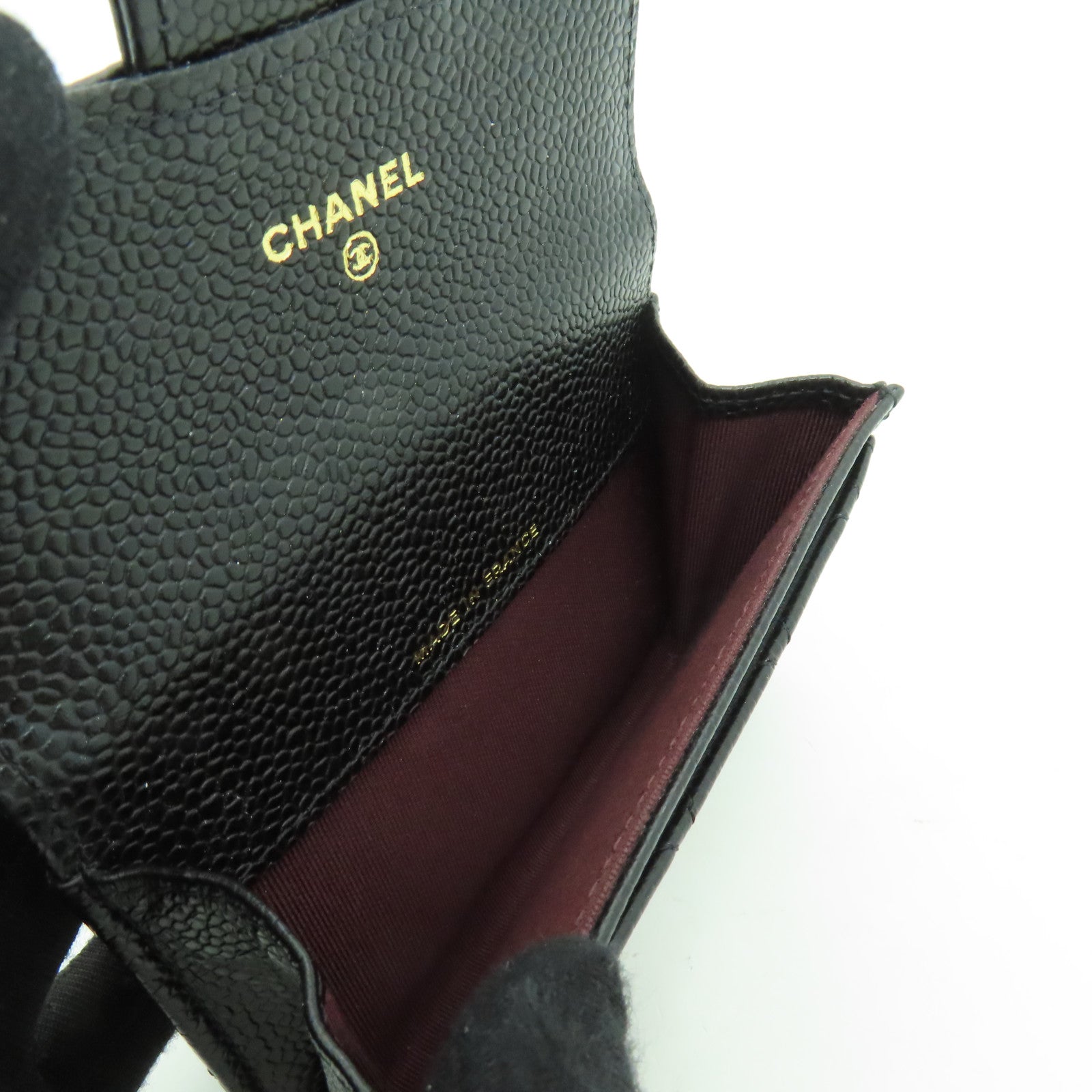 CHANEL 菱格牛皮皮革Card Case金扣卡片套黒色
