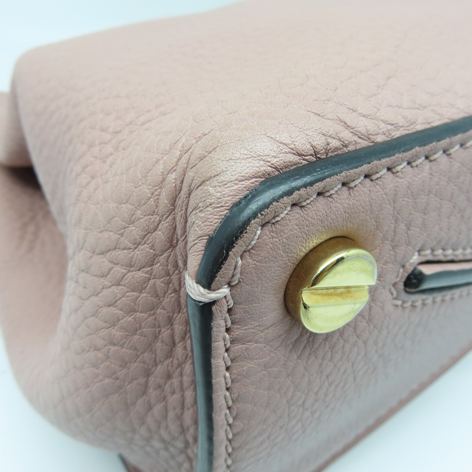 Valentino 牛皮皮革2 Way Shoulder金扣手挽肩背兩用袋粉紅色