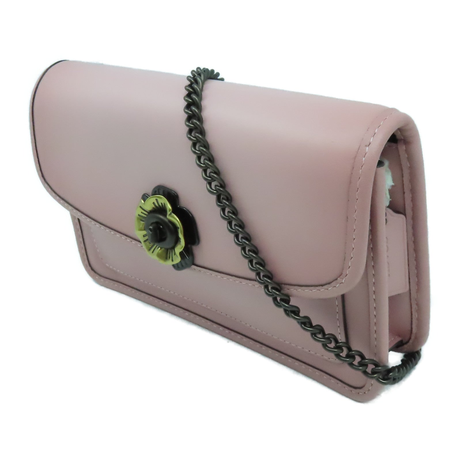 COACH 牛皮皮革Parker 18 Flower Crossbody Orchid鏈帶肩背袋粉紅色