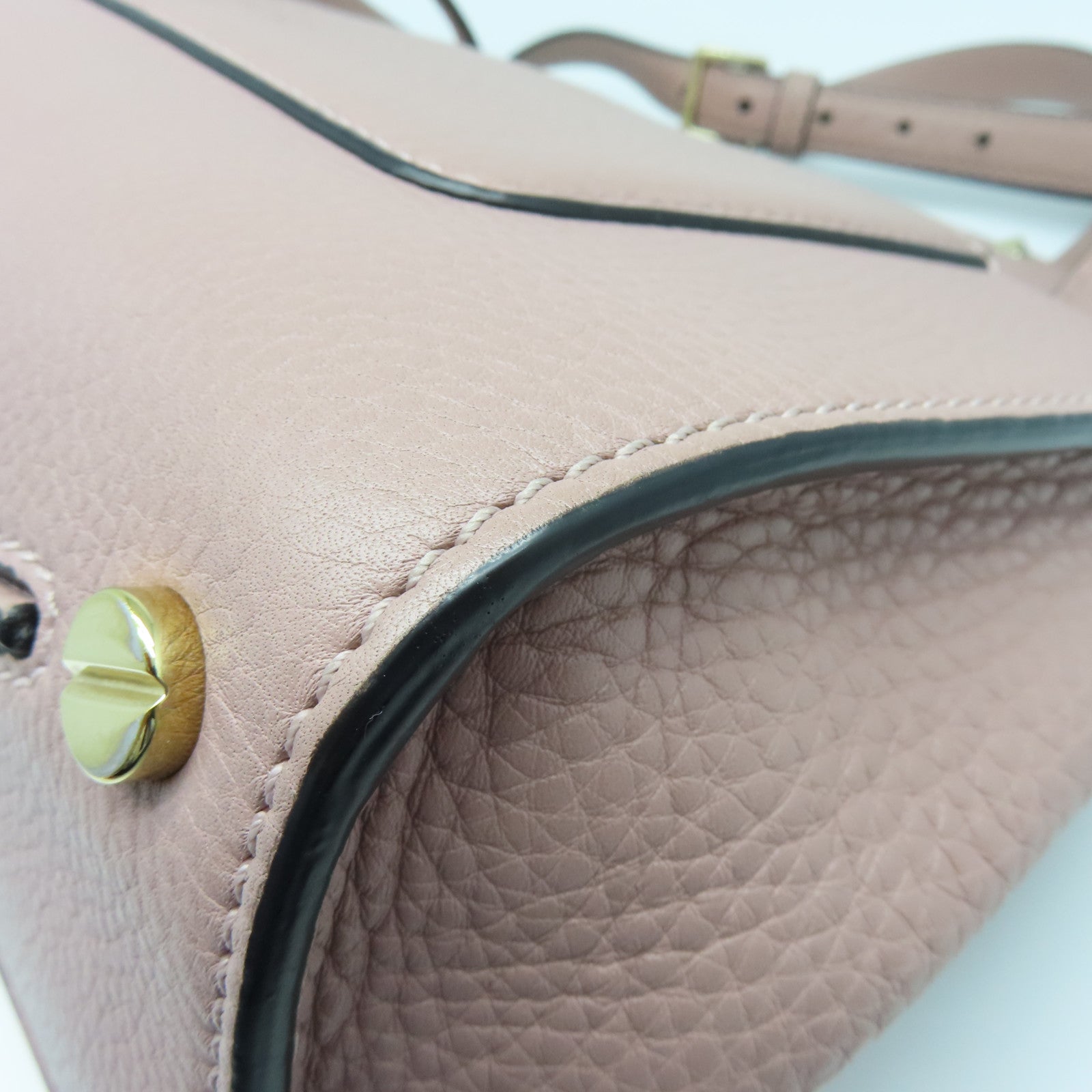 Valentino 牛皮皮革2 Way Shoulder金扣手挽肩背兩用袋粉紅色
