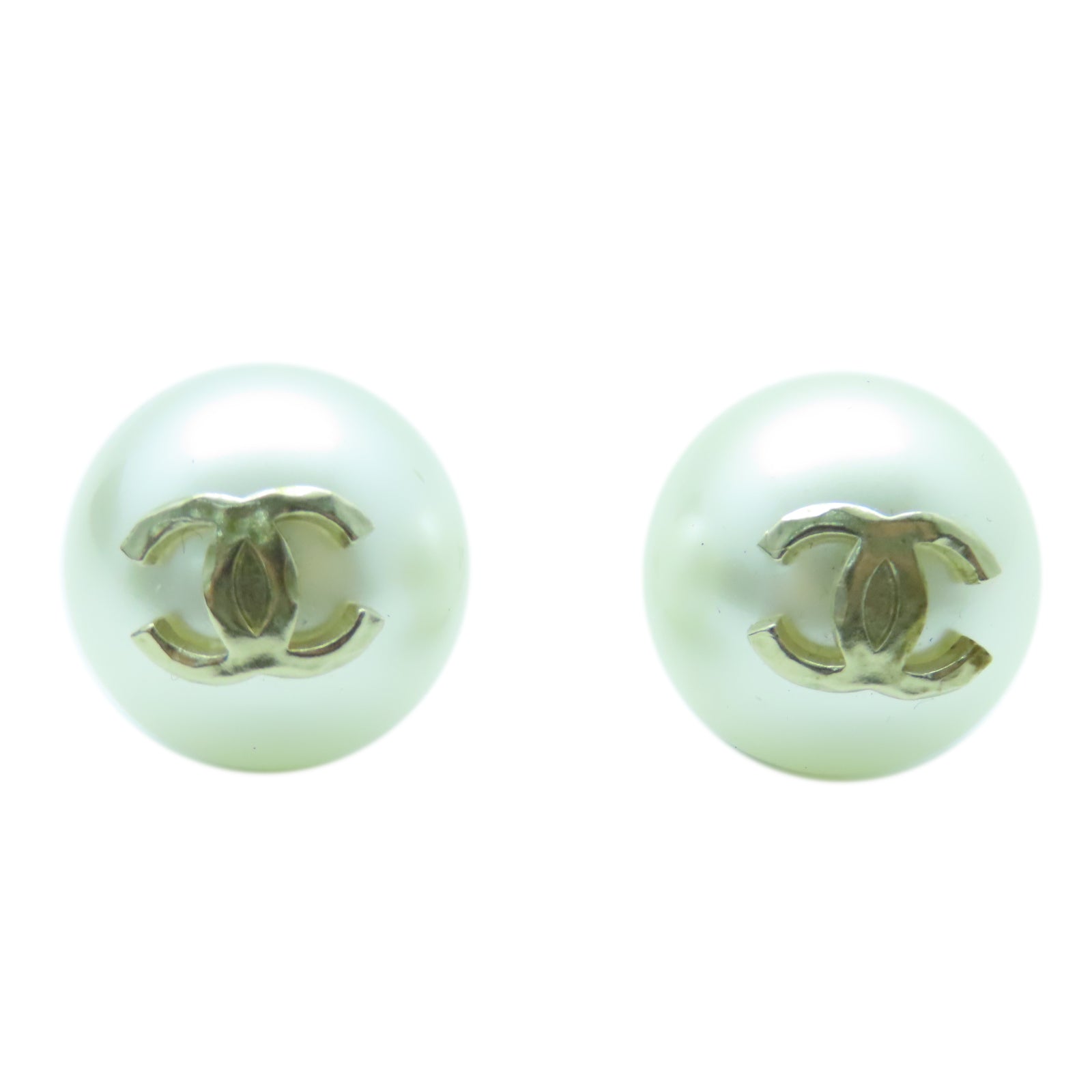 CHANEL PVC Earrings耳环白色金色